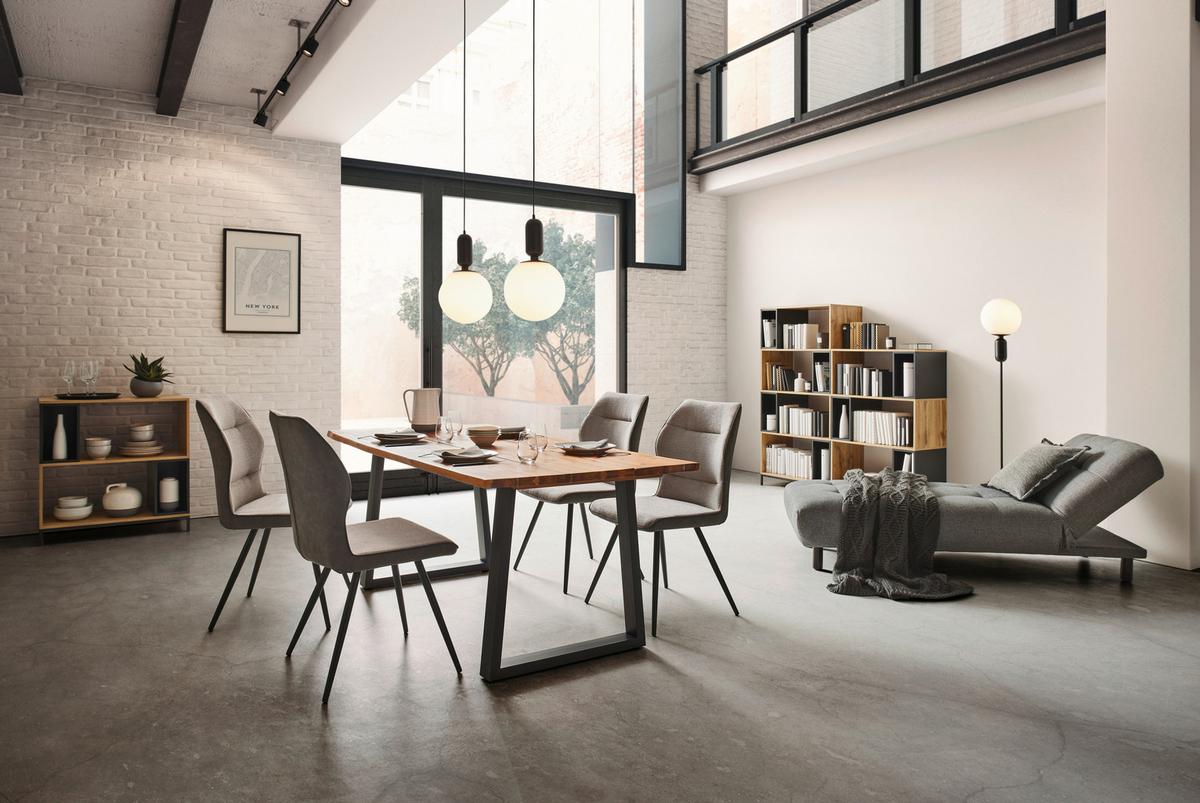 KRZESŁO EVA - czarny/szary, Modern, metal/drewno (49/91/59cm) - Bessagi Home