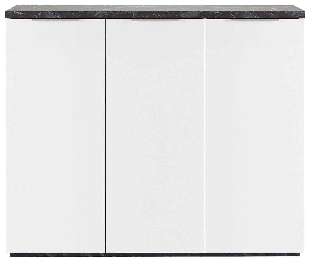 Cipősszekrény Mundi - fehér/szürke, Modern, faalapú anyag/fém (120/102/35cm) - Premium Living