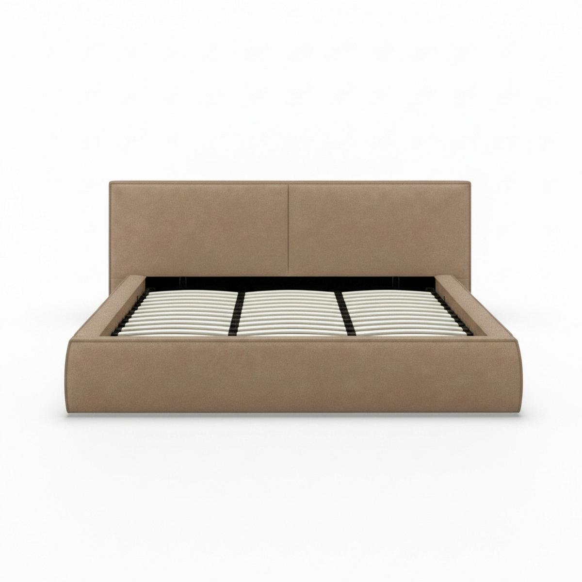 Polsterbett Serena Braun ca. 180x200 cm Stauraum - Schwarz/Naturfarben, MODERN, Holz/Kunststoff (180/200cm) - Bessagi Home