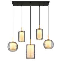 LED-HÄNGELEUCHTE 15740-5 - Messingfarben/Schwarz, Design, Glas/Metall (93/31,5/150cm) - Globo