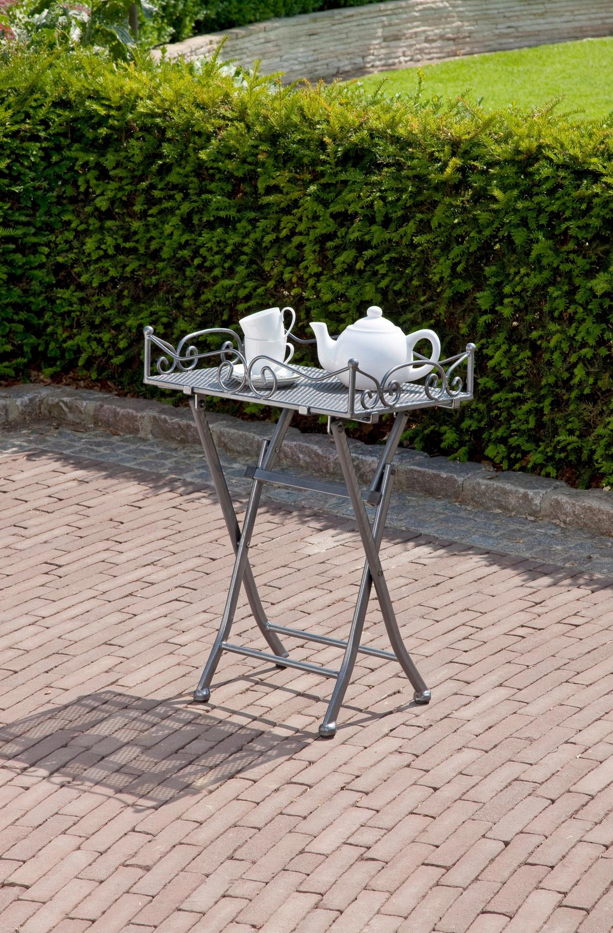 Gartenbeistelltisch Toulouse Grau klappbar ca. 51x36x69cm - Grau, Basics, Metall (51/36/69cm) - Gardenson