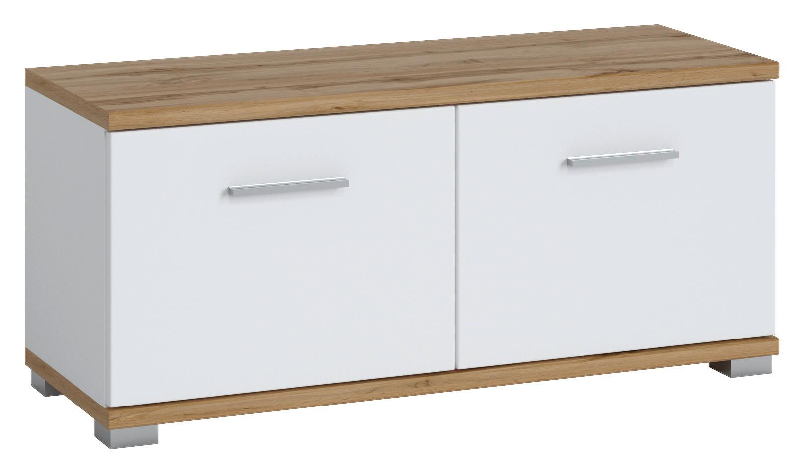 Garderobna Omara Hola, Bela, Barva Hrasta - hrast wotan/bela, Trend, umetna masa/leseni material (90/40/33,5cm)