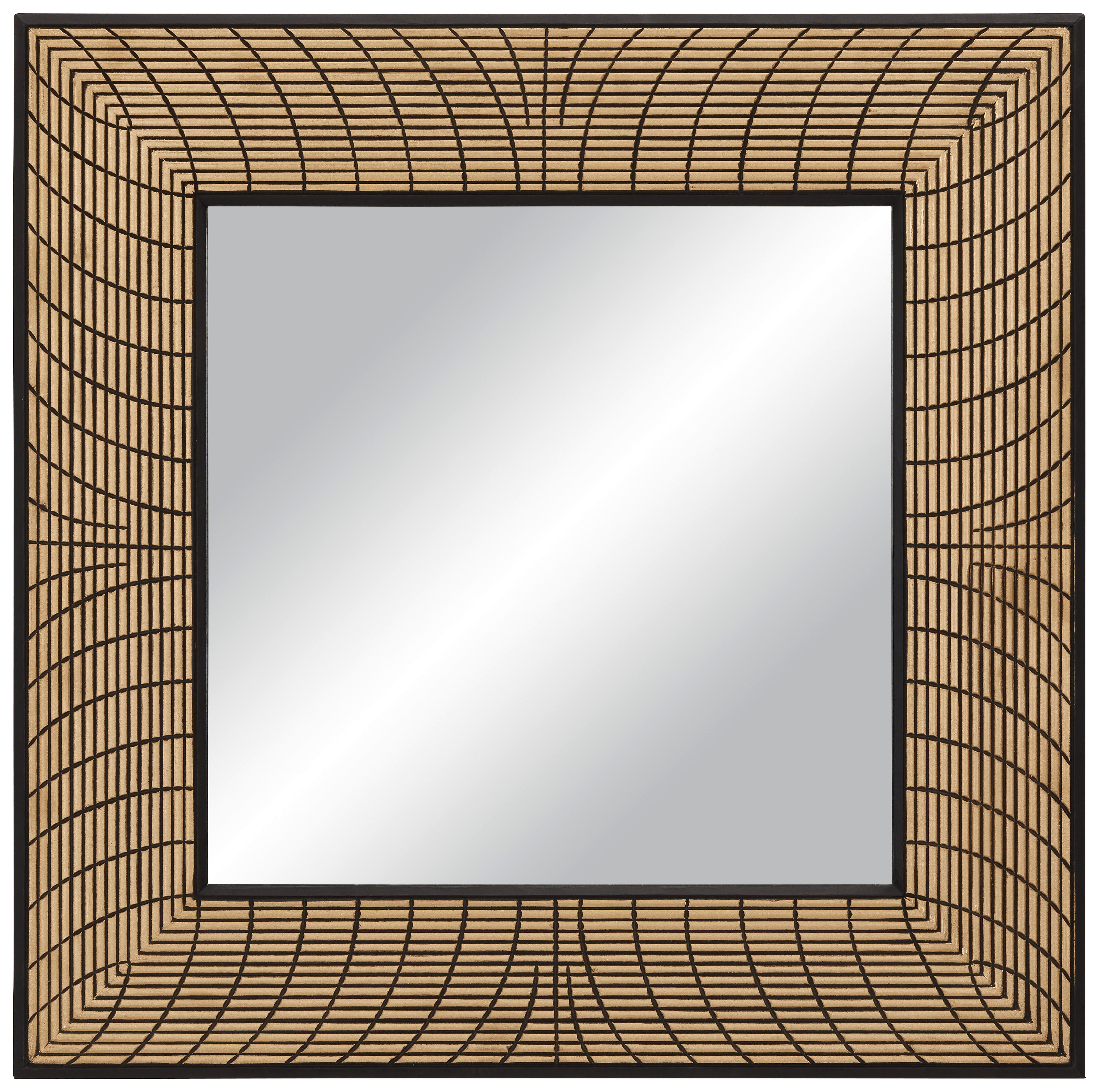 WANDSPIEGEL DELIA -TREND- - Goldfarben/Schwarz, Modern, Holzwerkstoff (90/90/1,5cm) - Premium Living