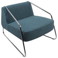 FOTEL DESIGNERSKI NAOMI - niebieski/kolor chromowy, Modern, metal/tkanina (62/85/65cm) - Livetastic