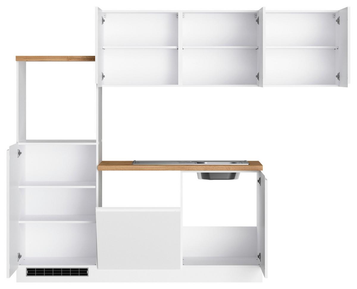 Eckküche Monza ohne Geräte ca. 240x240 cm Weiß/Eiche - Weiß Hochglanz/Eiche Wotan, LIFESTYLE, Holzwerkstoff (240/240cm) - Held