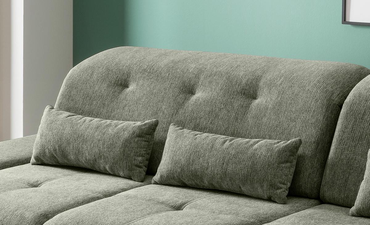 Ecksofa Dalida Dunkel Grün Chenille m. Bettkasten - Chromfarben/Dunkelgrün, Design, Textil/Metall (280/254cm) - Livetastic