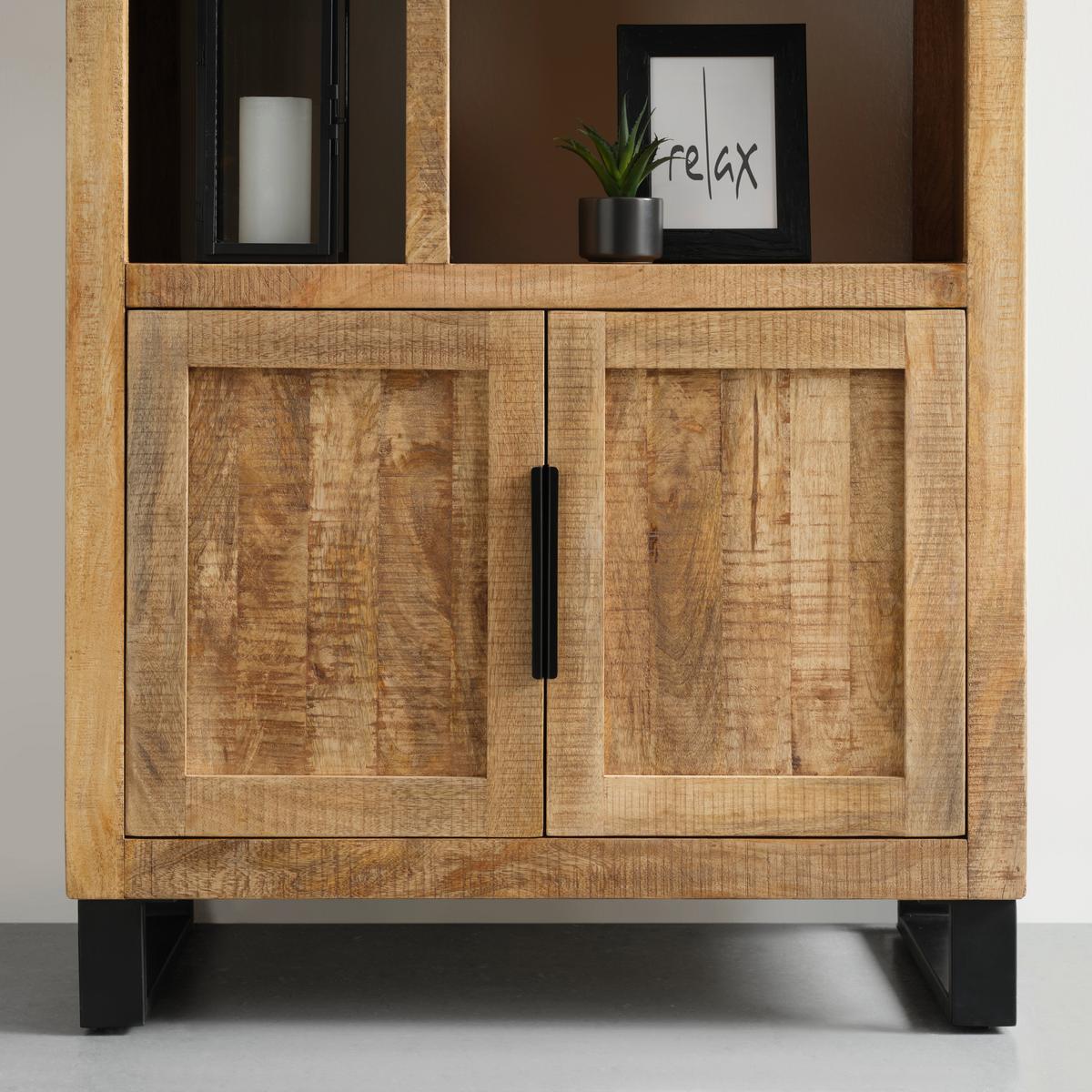 Regal Everest in Naturfarben/Schwarz - Schwarz/Naturfarben, Natur, Holz/Metall (88/180/40cm) - Mömax