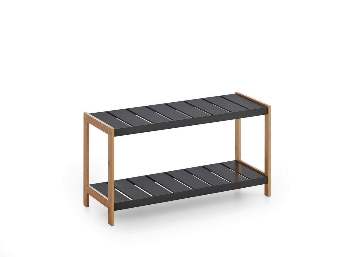 SCHUHREGAL KLEINMÖBEL - Eichefarben/Schwarz, Design, Holzwerkstoff (70/36/26cm) - MID.YOU