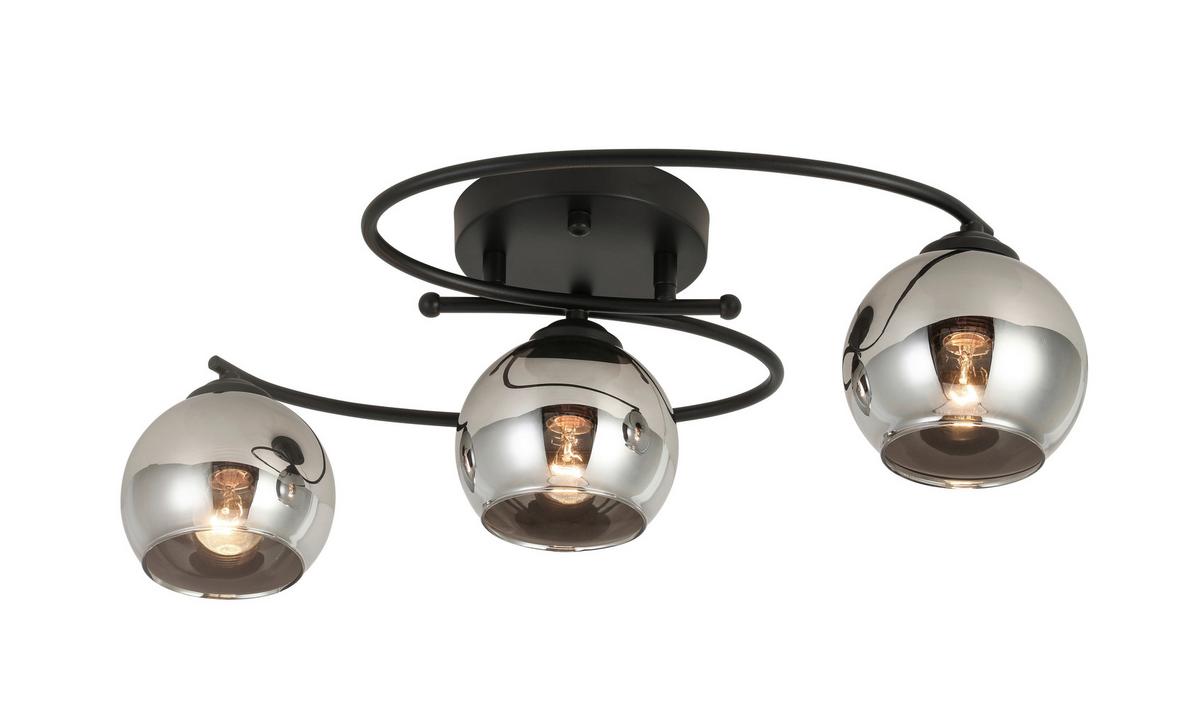 Deckenleuchte Miom max. 25 Watt - Chromfarben/Schwarz, Modern, Glas/Metall (64/32/15cm) - Modern Living