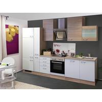 Küchenblock Samoa m. Geräten Weiß - Alufarben/Weiß, MODERN, Holzwerkstoff/Kunststoff (310cm) - FlexWell