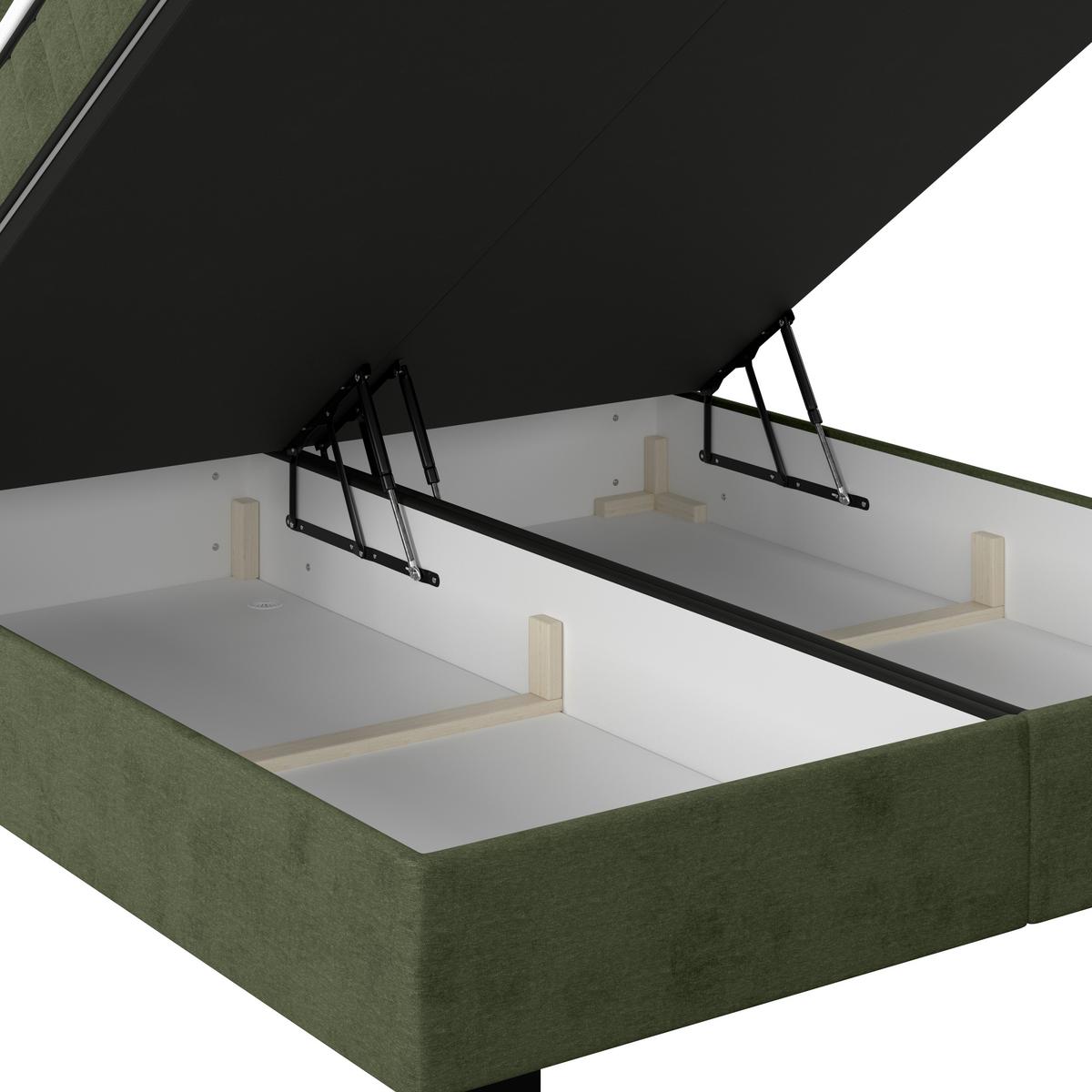 Box Krevet Maya C - maslinasto zelena/crna, Moderno, drvni materijal/drvo (200/220cm) - Based