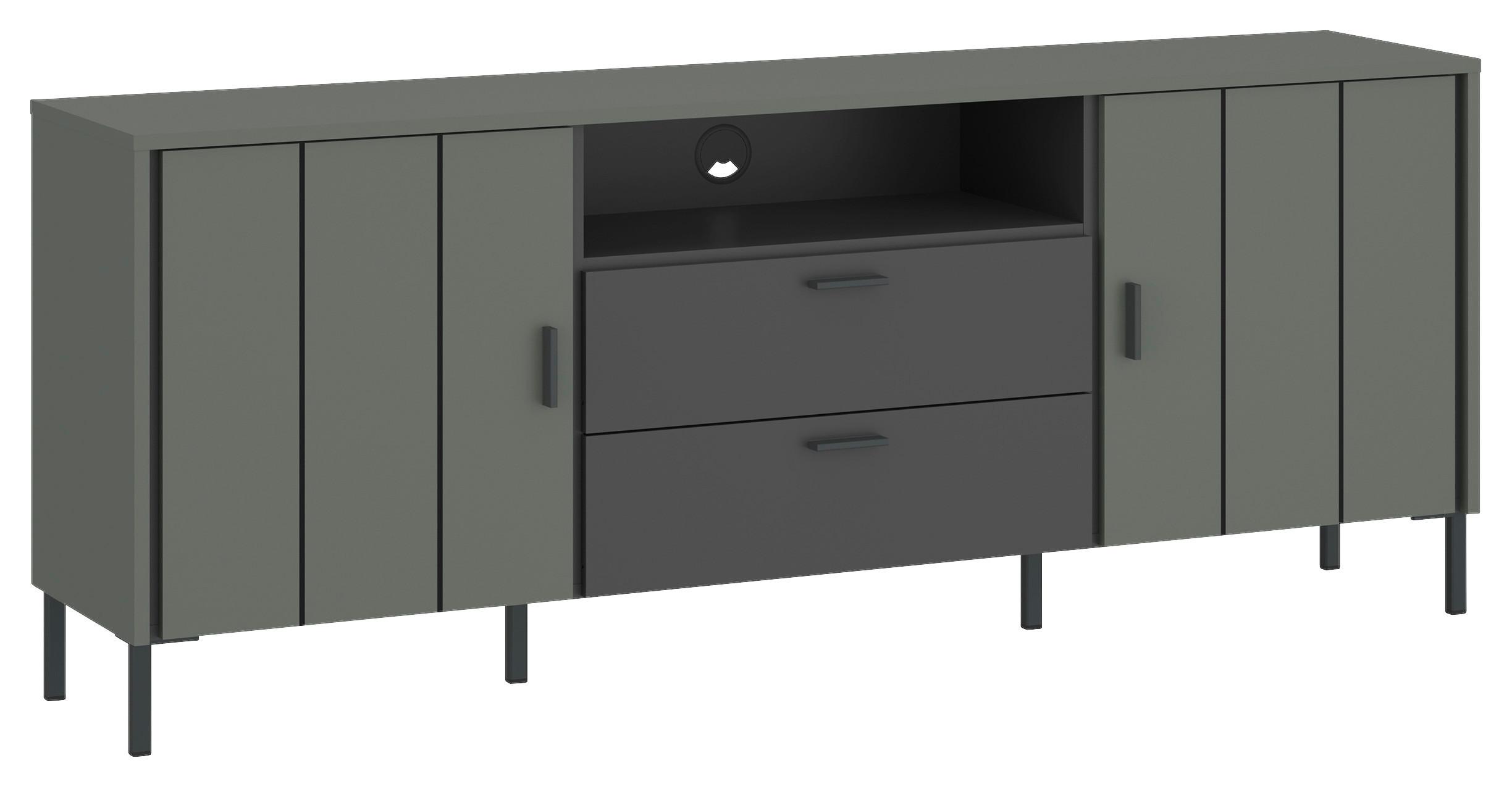 Tv Komoda Shirley - siva/zelena, Design, drvni materijal/metal (173,2/65/40cm) - Modern Living