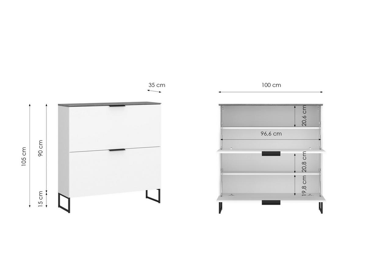 Pantofar ALADIN - alb/culoare lemn stejar, Modern, material pe bază de lemn (100/105/35cm) - Modern Living