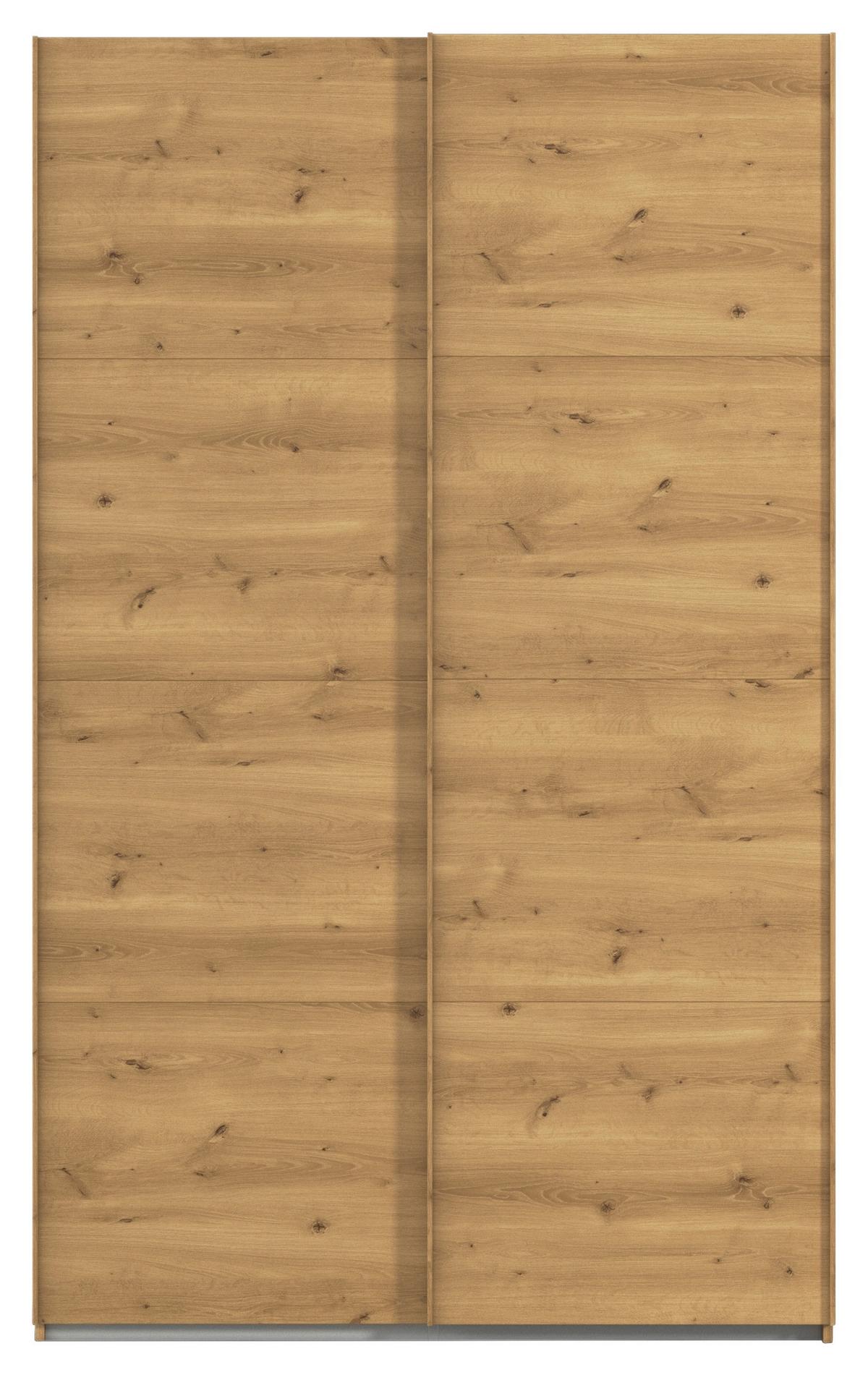 Omara Z Drsnimi Vrati Evelyn, Barva Hrasta - barve hrasta, Design, umetna masa/leseni material (137/223/68cm) - Novel