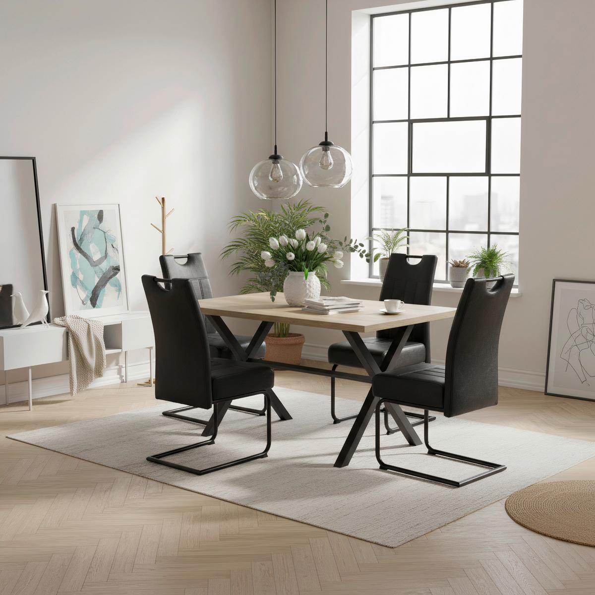 Scaun cantilever BETTY - antracit/negru, Konventionell, metal/textil (43/99/60cm)