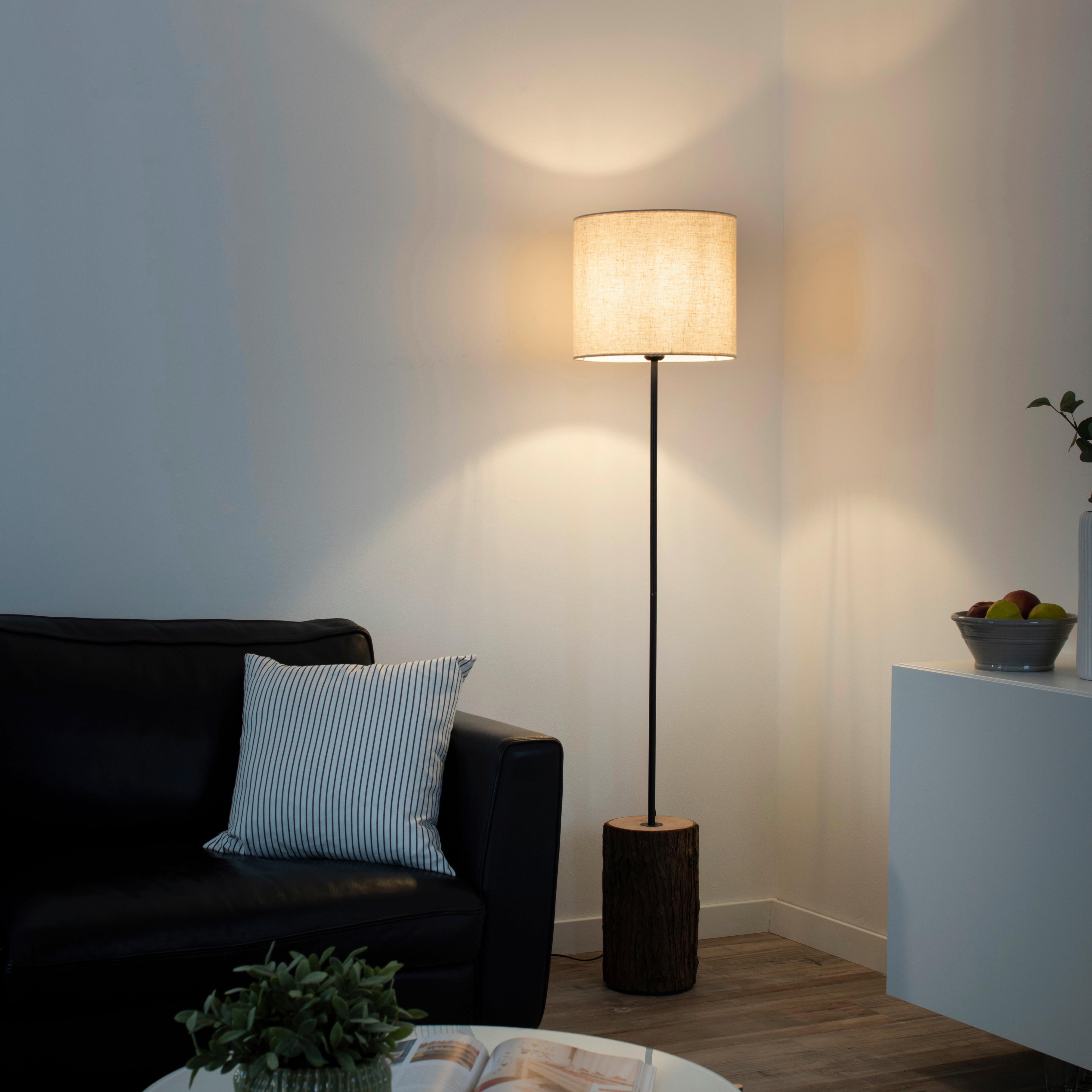 Stehleuchte Bark in Braun max. 40 Watt - Braun, MODERN, Holz/Kunststoff (35/35/165cm)