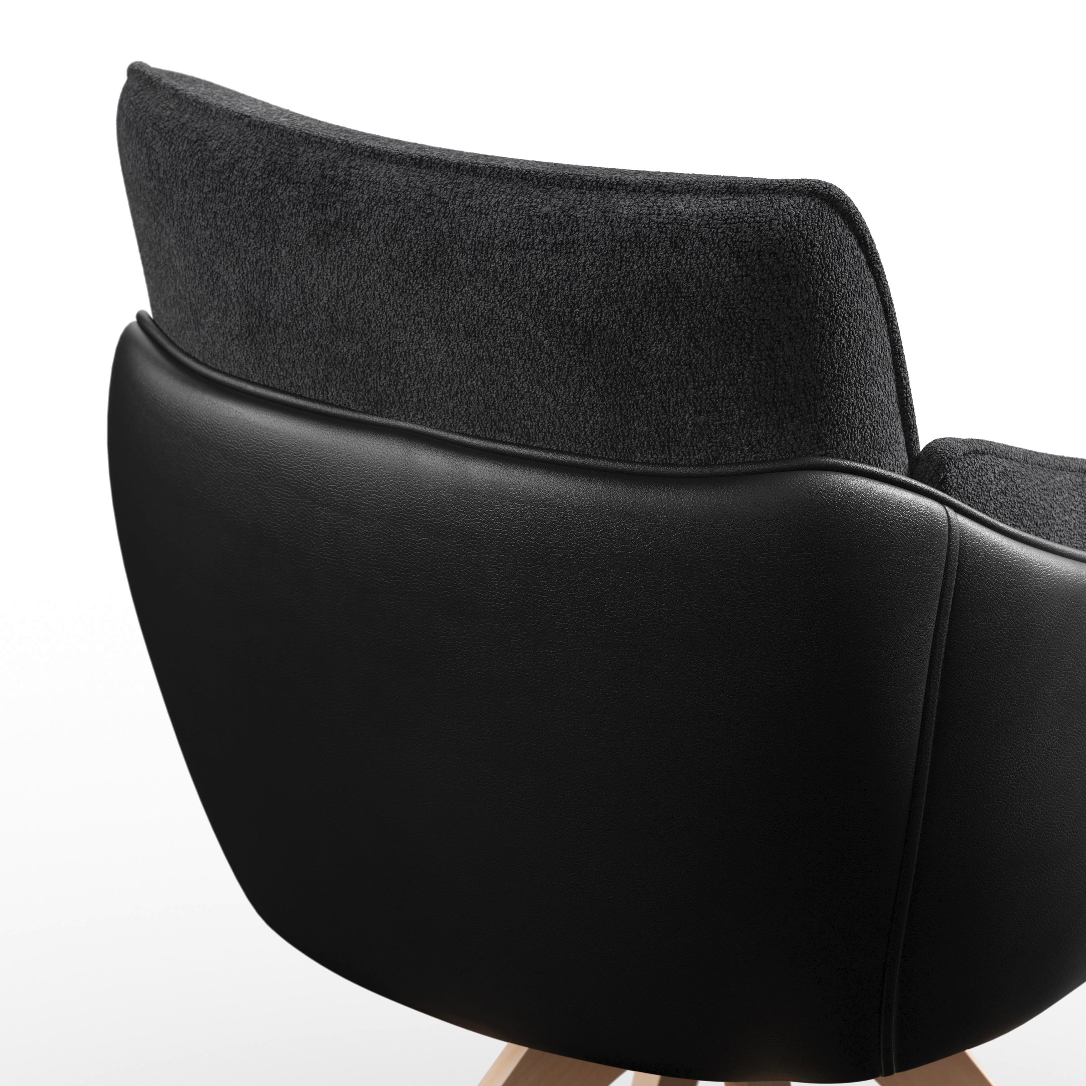 STOL MED ARMSTÖD ALJA - mörkgrå/bokfärgad, Modern, metall/trä (66/89/62cm) - Bessagi Home