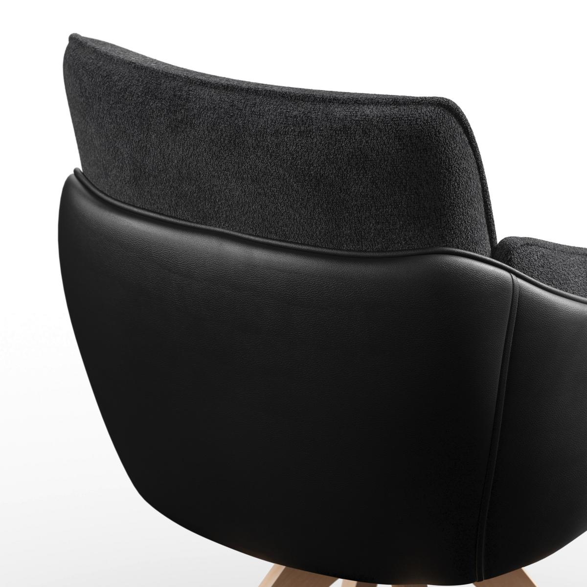 Armlehnstuhl Alja Dunkelgrau Bouclé/Mikrofaser Drehbar - Dunkelgrau/Buchefarben, MODERN, Holz/Textil (66/89/62cm) - Bessagi Home