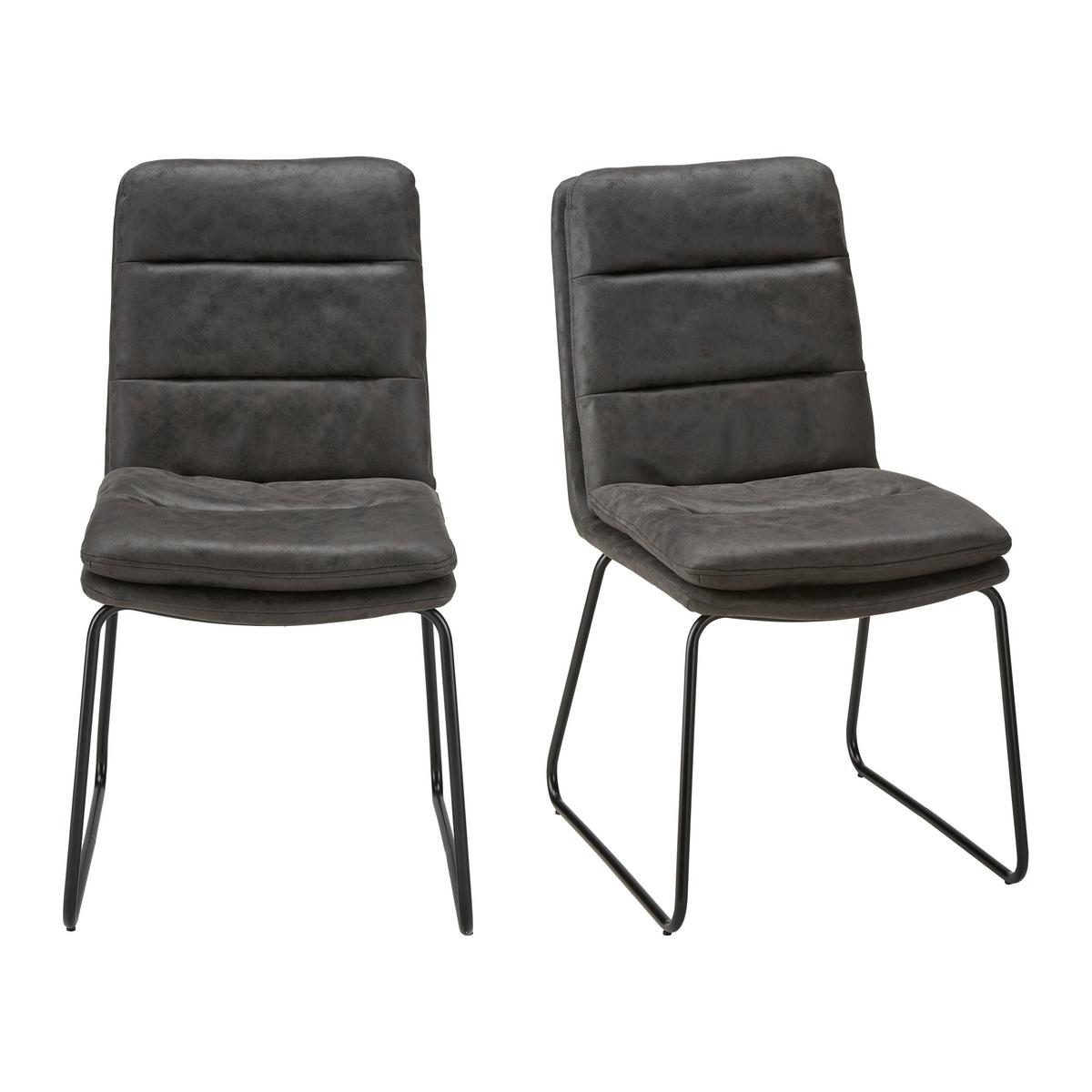 Stol Kona, Temno Siva, Mikrovlakna - temno siva/črna, Moderno, kovina/tekstil (48/90/65cm) - Bessagi Home