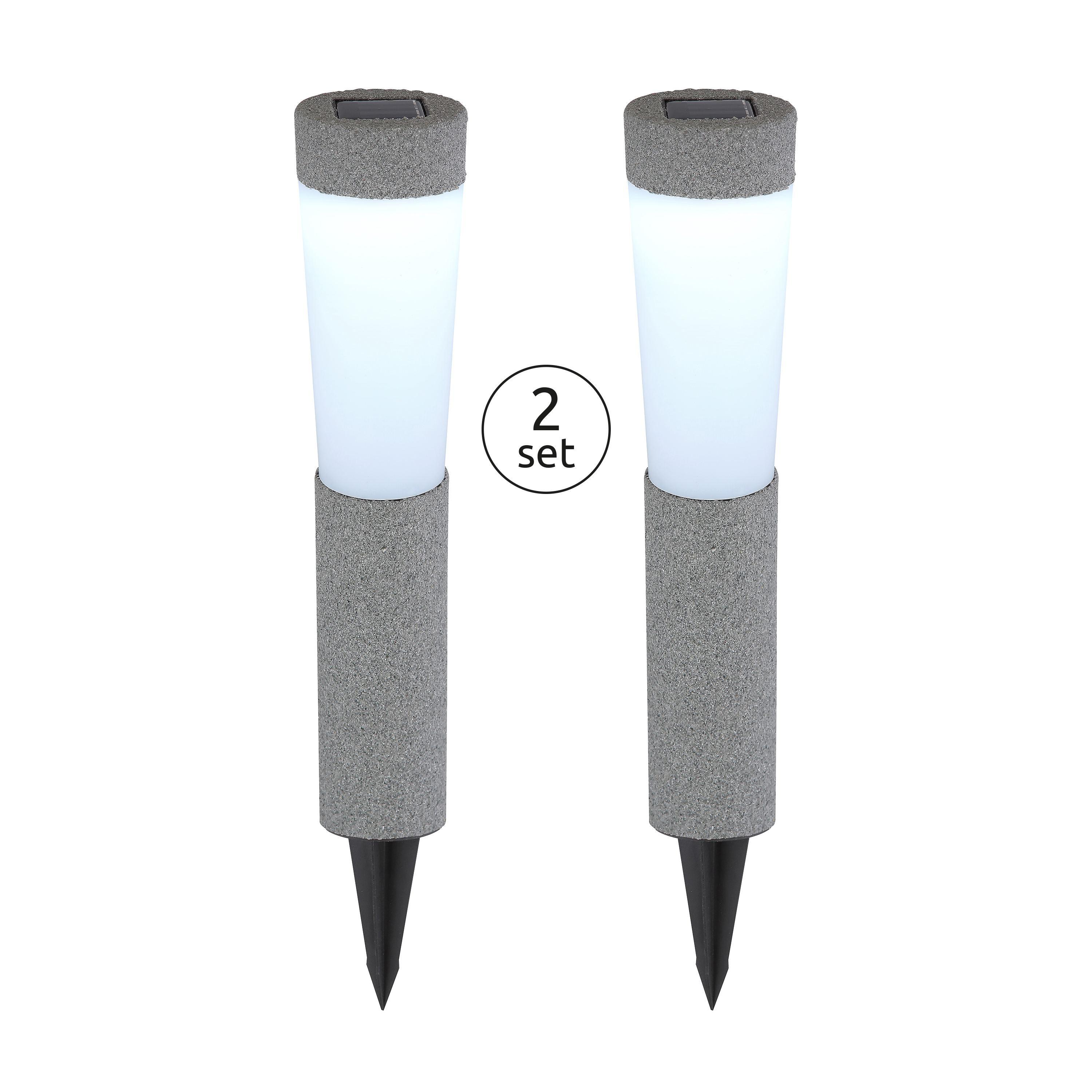 Solarleuchtenset 33785-2 max. 0,1 Watt, 2-teilig - Grau, Design, Kunststoff (7,7/45,6cm) - Globo
