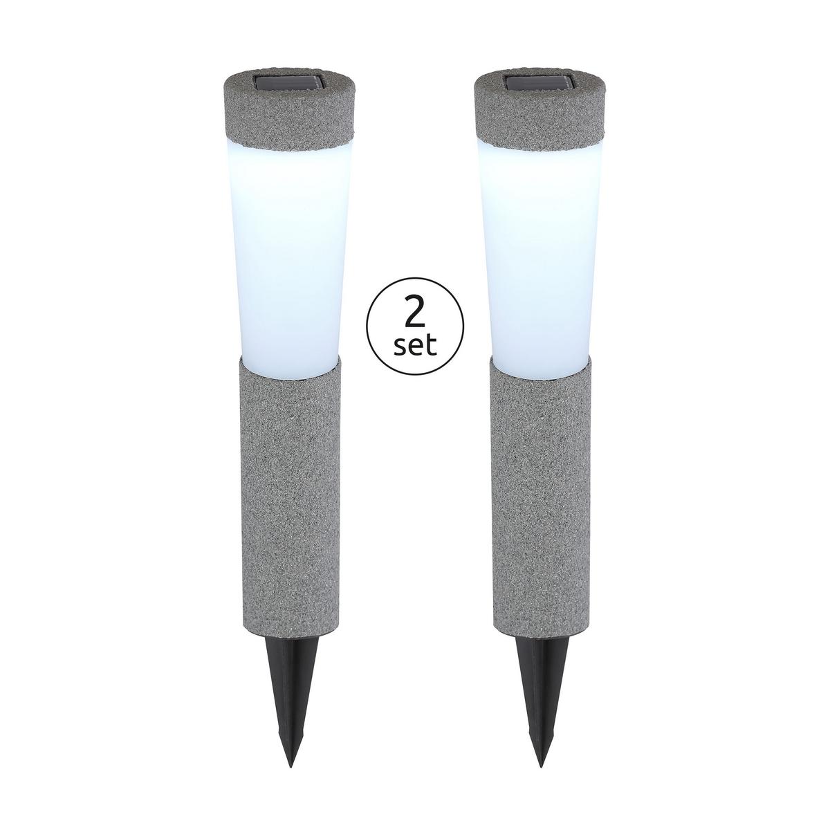 Solarleuchtenset 33785-2 max. 0,1 Watt, 2-teilig - Grau, Design, Kunststoff (7,7/45,6cm) - Globo