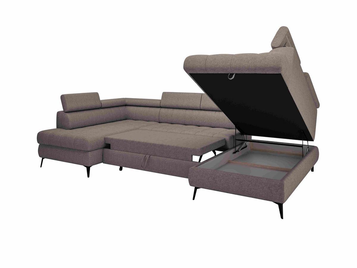 Sarokkanapé Ágyfunkcióval Look - taupe, Modern, textil/fa (343/82-100/195cm) - Mömax