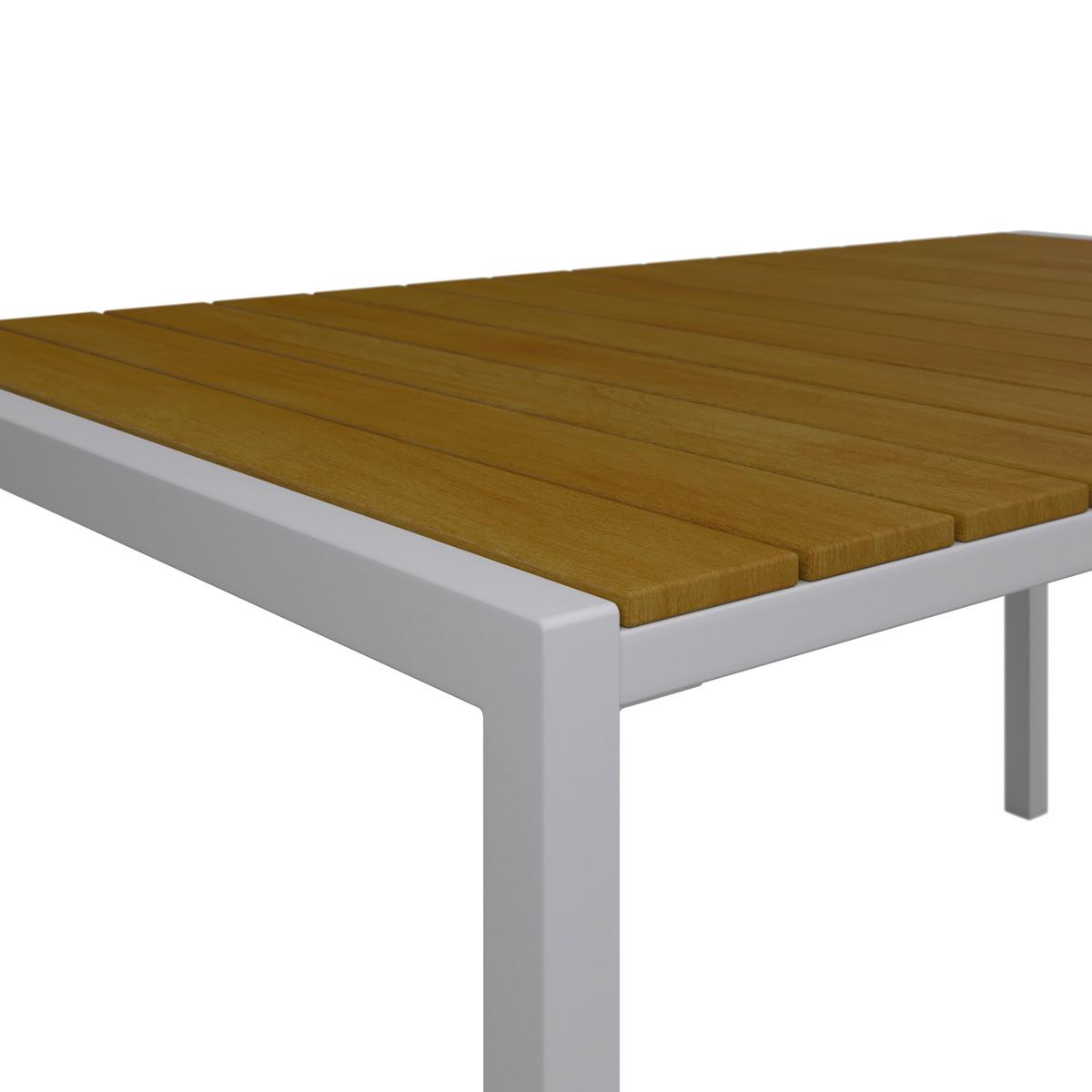 Gartengarnitur Carina Weiß/ Grau Metall/Polywood/Textilene - Dunkelgrau/Hellgrau, MODERN, Kunststoff/Textil (150/90/73cm) - Bessagi Garden