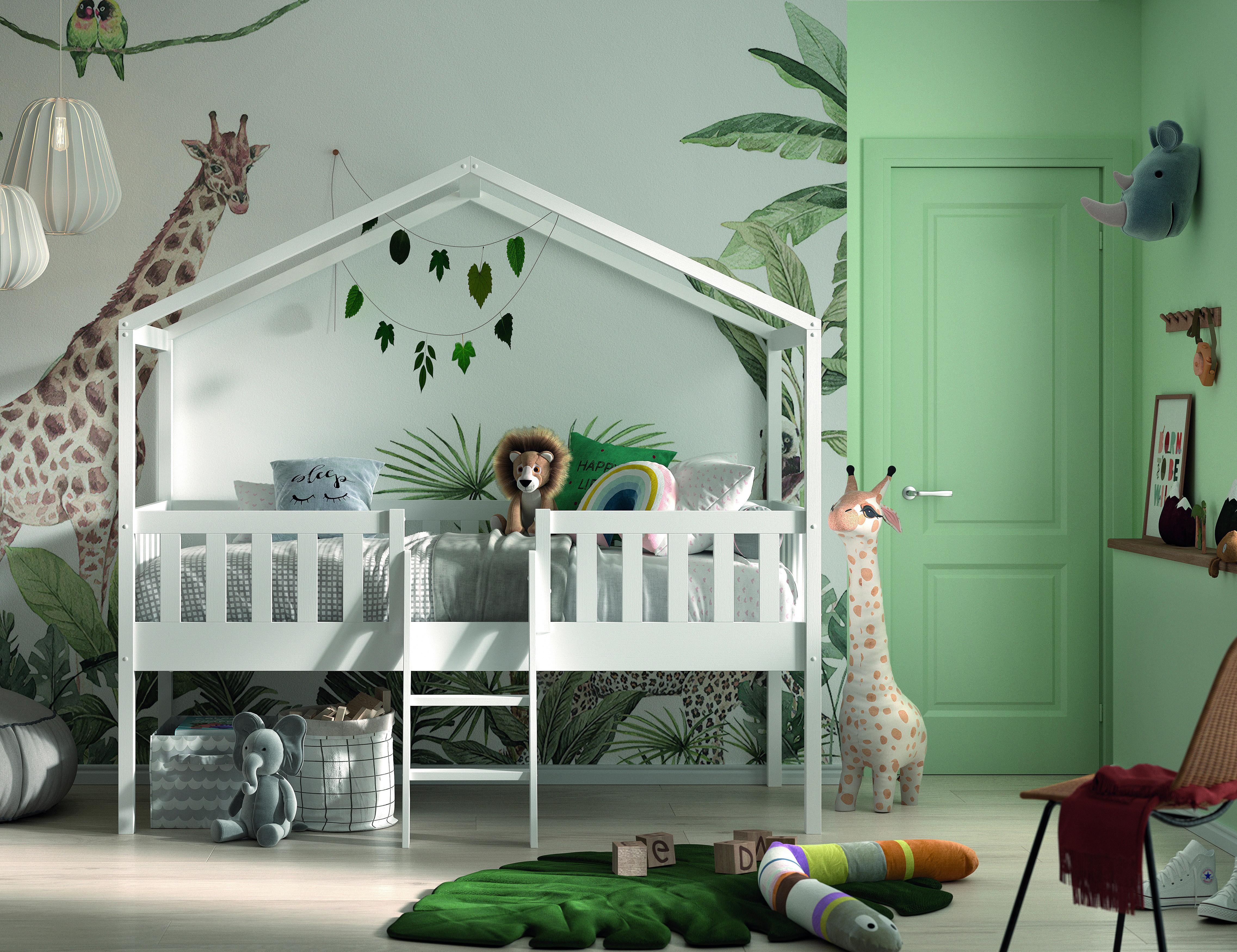 Hausbett DALLAS Weiß ca. 90x200 cm - Weiß, Natur, Holz (90/200cm) - Vipack