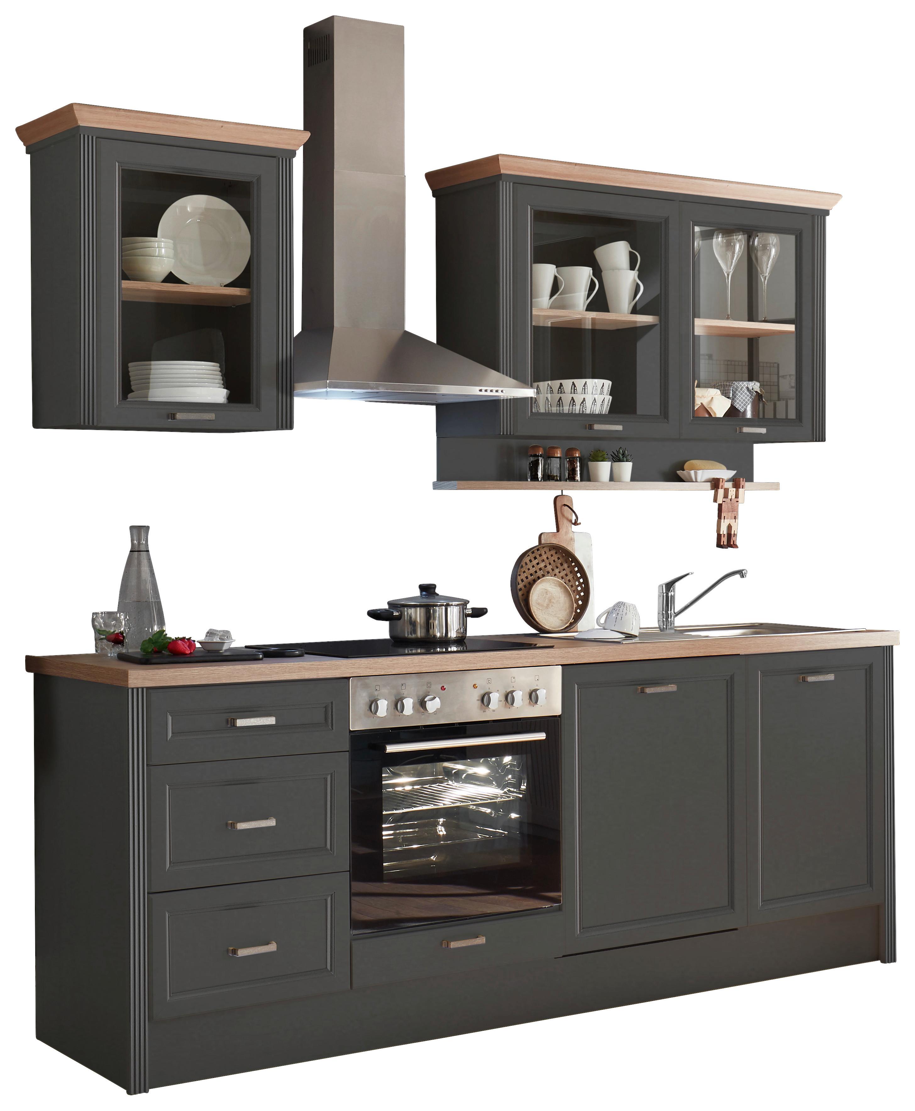 Blok Kuhinja Jasmin - hrast Artisan/antracit, Moderno, drvni materijal/metal (235/228/60cm)