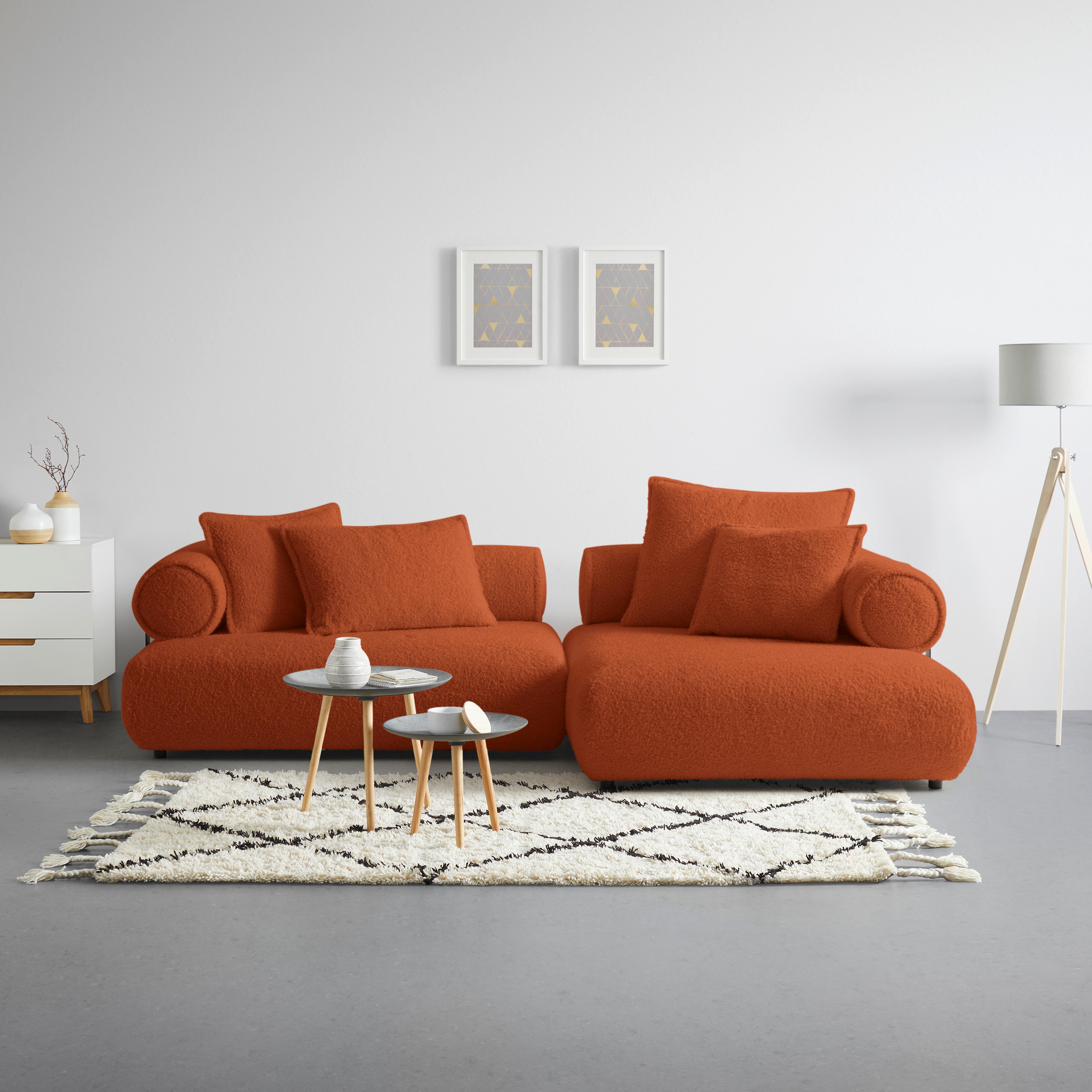 Wohnlandschaft Casimir Kupferfarben - Schwarz/Kupferfarben, LIFESTYLE, Kunststoff/Textil (310/180cm) - Premium Living