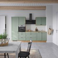 Küchenblock Cascada High m. Geräten Schilfgrün - Schilfgrün/Eichefarben, MODERN, Holzwerkstoff/Metall (300cm) - Nobilia