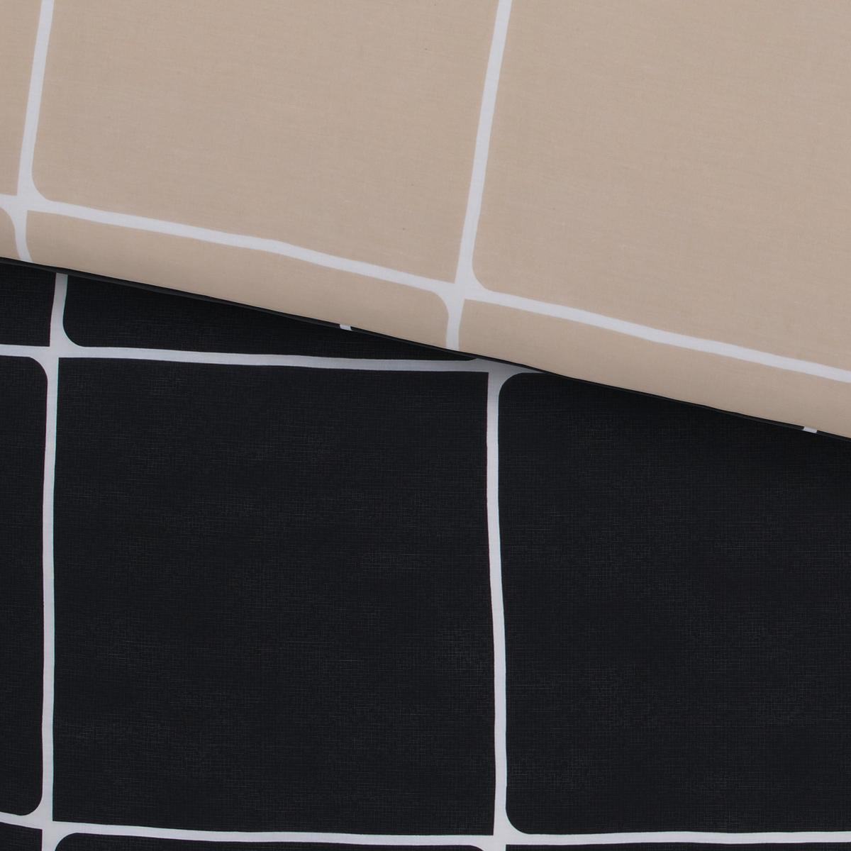 Bettwäsche Linnea Wende XL Schwarz/Greige ca. 155x220cm - Greige/Schwarz, MODERN, Textil (155/220cm) - Modern Living