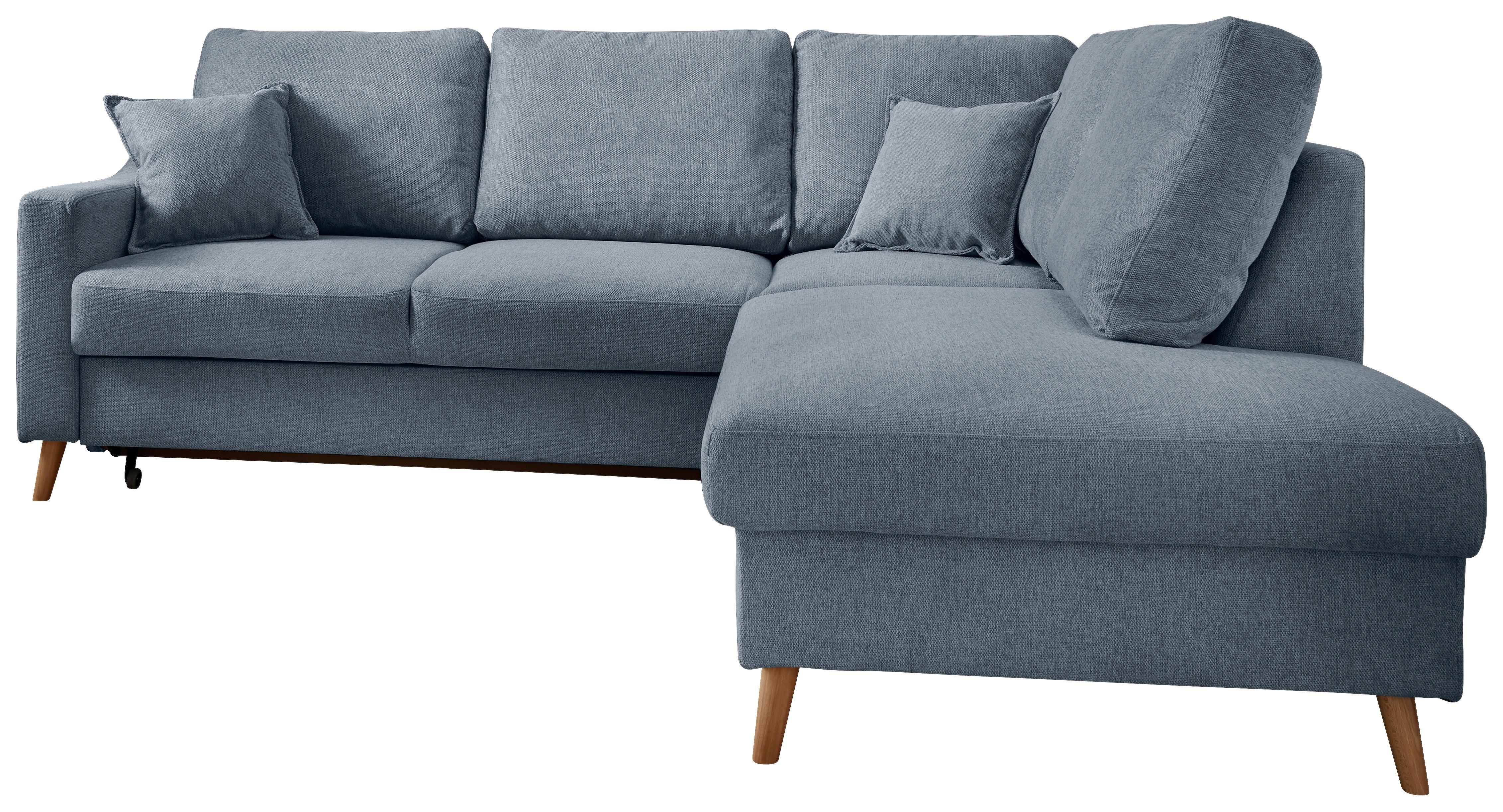 Wohnlandschaft Valentina Blau Struktur - Blau/Naturfarben, KONVENTIONELL, Holz/Textil (230/200cm) - P & B