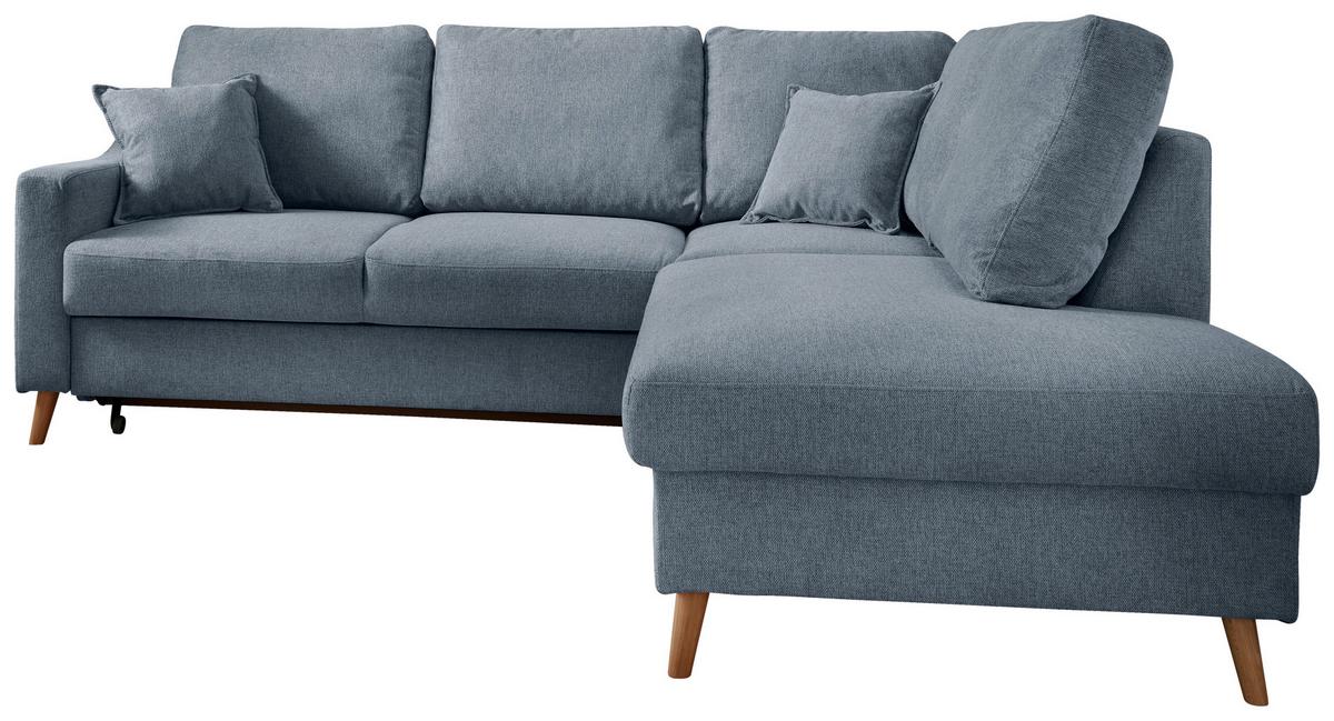 Wohnlandschaft Valentina Blau Struktur - Blau/Naturfarben, KONVENTIONELL, Holz/Textil (230/200cm) - P & B