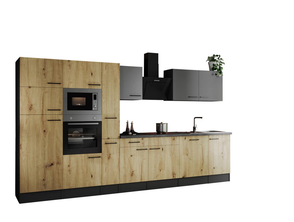 Kuhinjski Blok Z Aparati Oliver, 370cm - siva/črna, Design, kovina/leseni material (370cm) - Respekta