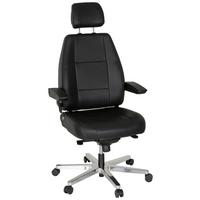 Pisarniški Stol 24 Hours, Pravo Usnje, Črna - srebrne barve/črna, Basics, kovina/umetna masa (70/152/70cm) - MID.YOU