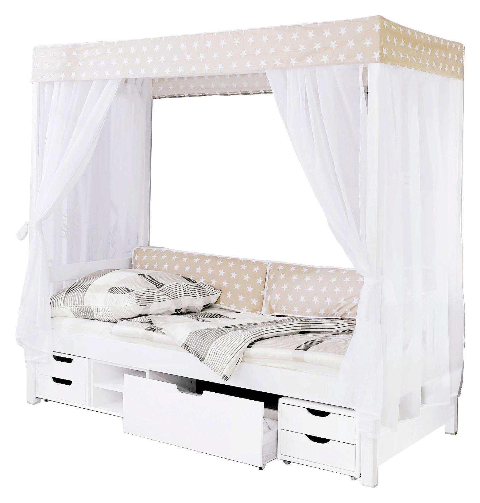 Postelja Z Baldahinom Lino, 90x200, Bela, Bež - bela/bež, Moderno, les (90/200cm) - MID.YOU