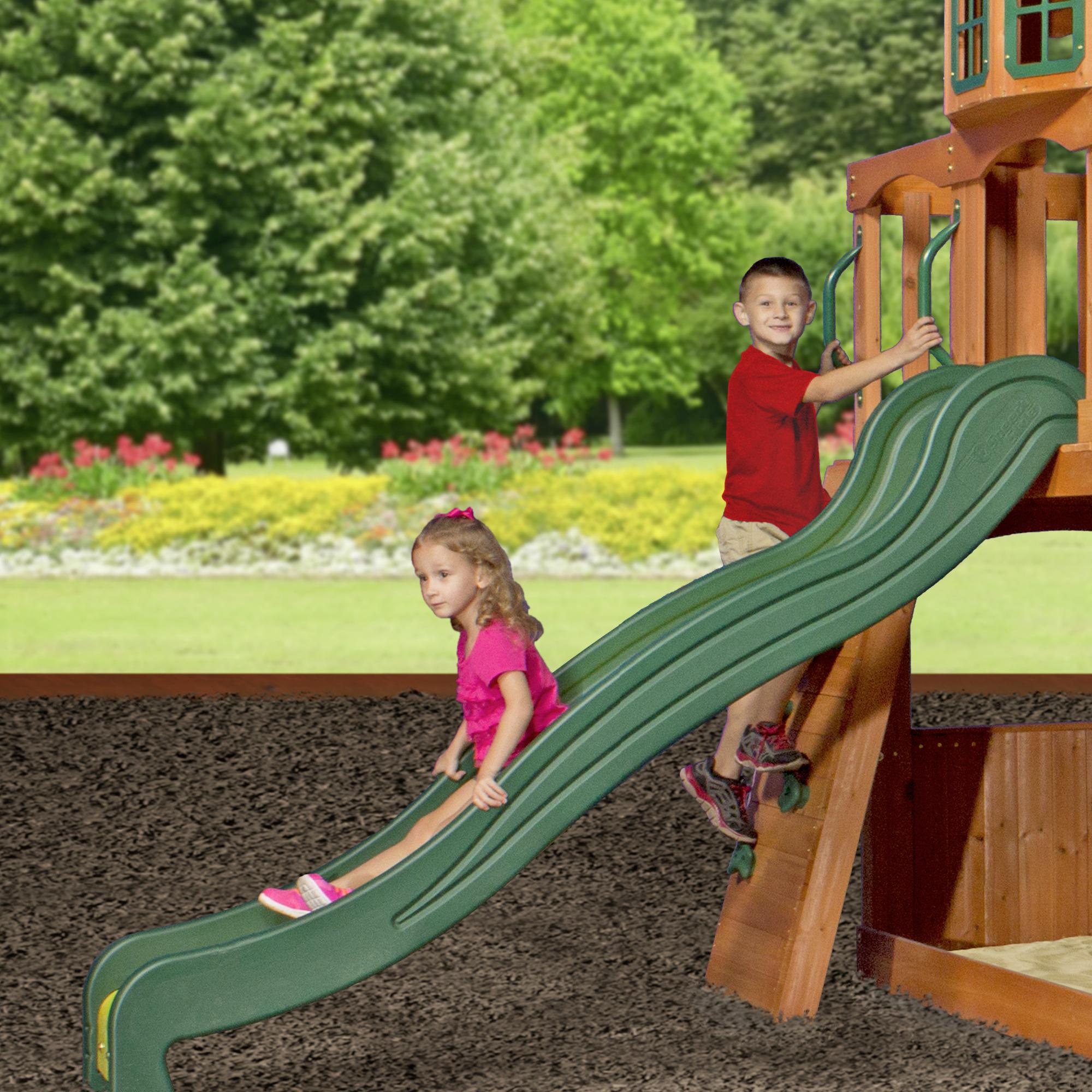 SPIELTURM B1608016 ATLANTIC - Dunkelgrün/Gelb, Basics, Holz/Kunststoff (551,2/284,5/236,2cm) - Ambia Garden