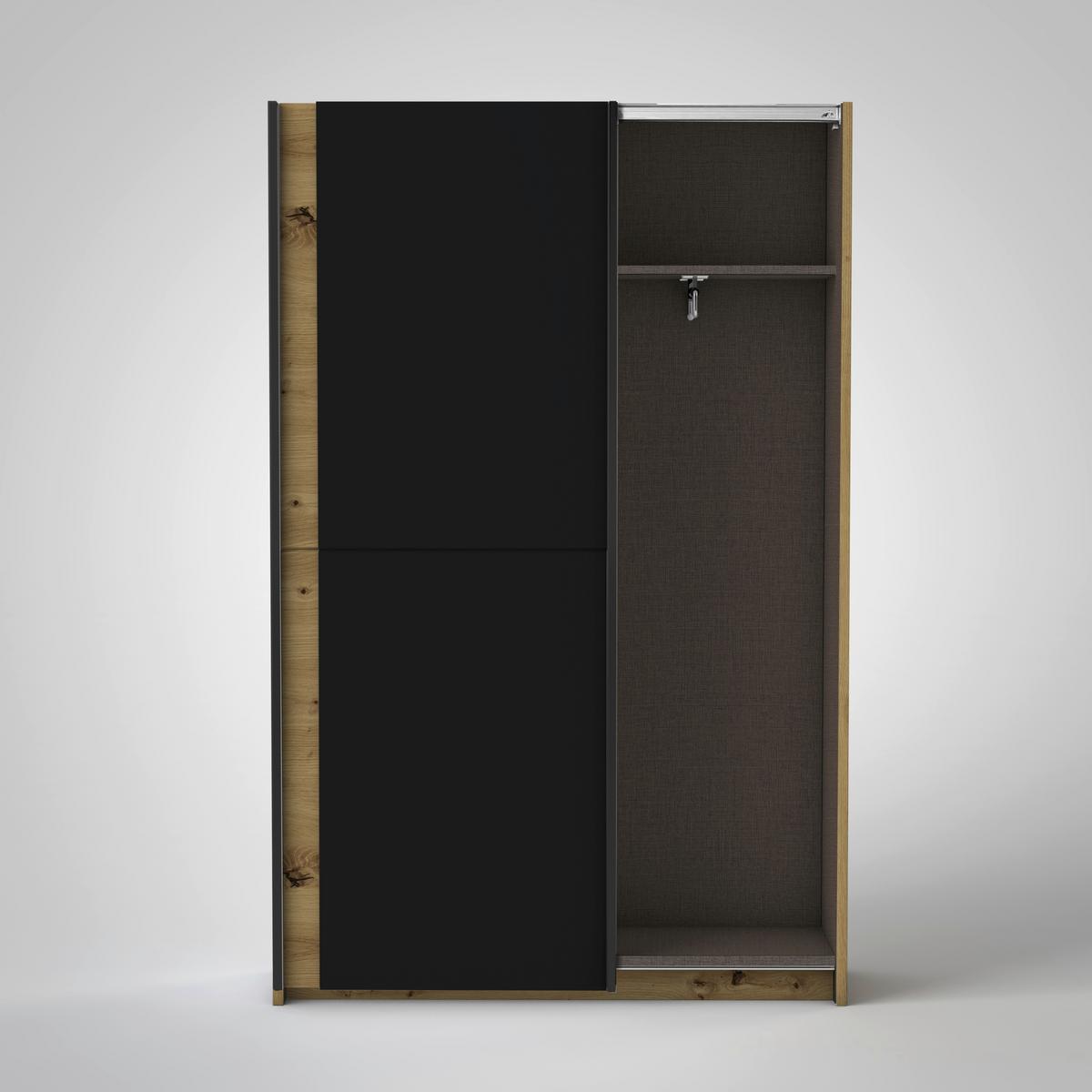 Omara Z Drsnimi Vrati Starter, Barva Hrasta, Črna - črna/barve hrasta, Basics, kovina/leseni material (125/195,5/38cm) - P & B