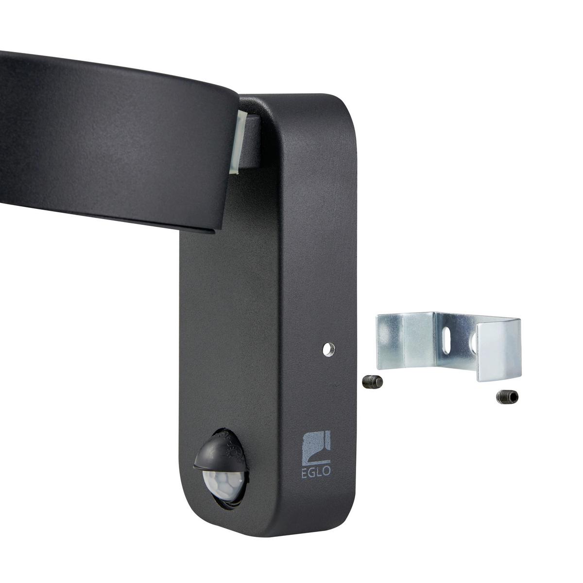 Aussenwandleuchte Palosco Inkl. Sensor Schwarz - Transparent/Schwarz, Design, Kunststoff/Metall (17/11,5/15,5cm) - Eglo