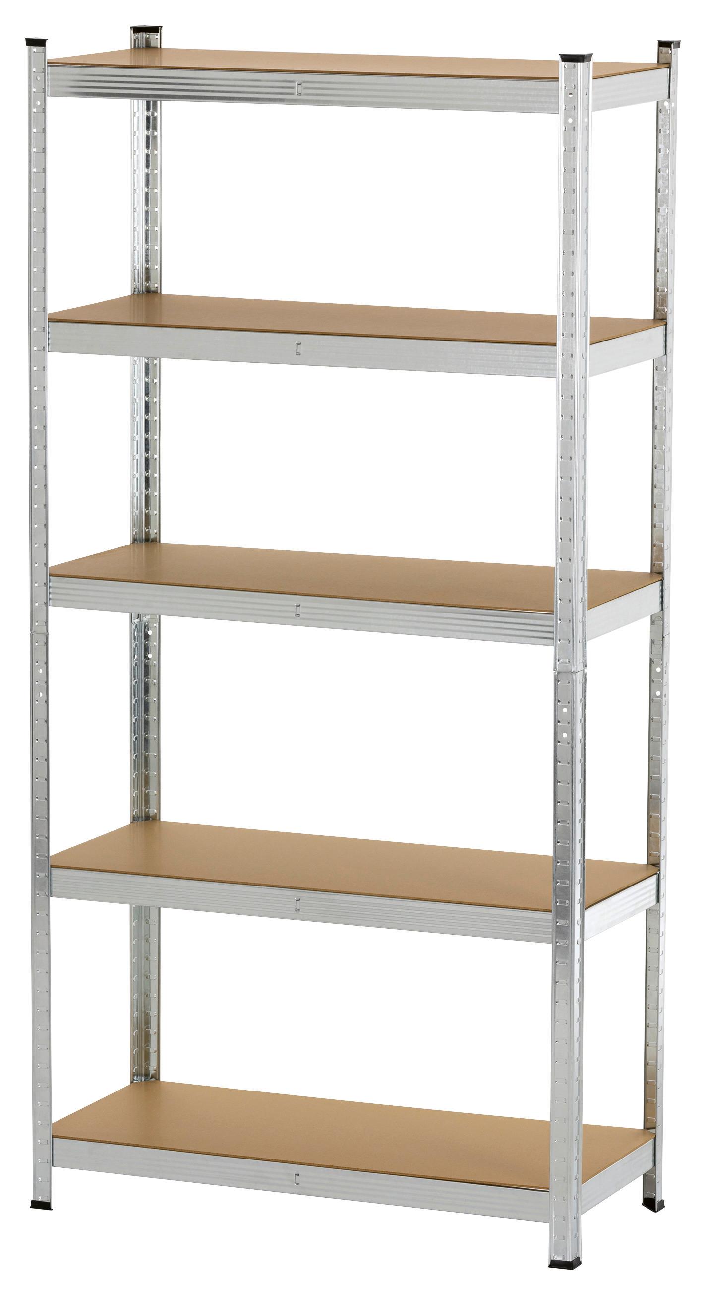Schwerlastregal Easymaxx Silberfarben/Hellbraun - Hellbraun/Silberfarben, KONVENTIONELL, Holzwerkstoff/Kunststoff (40/90/180cm)