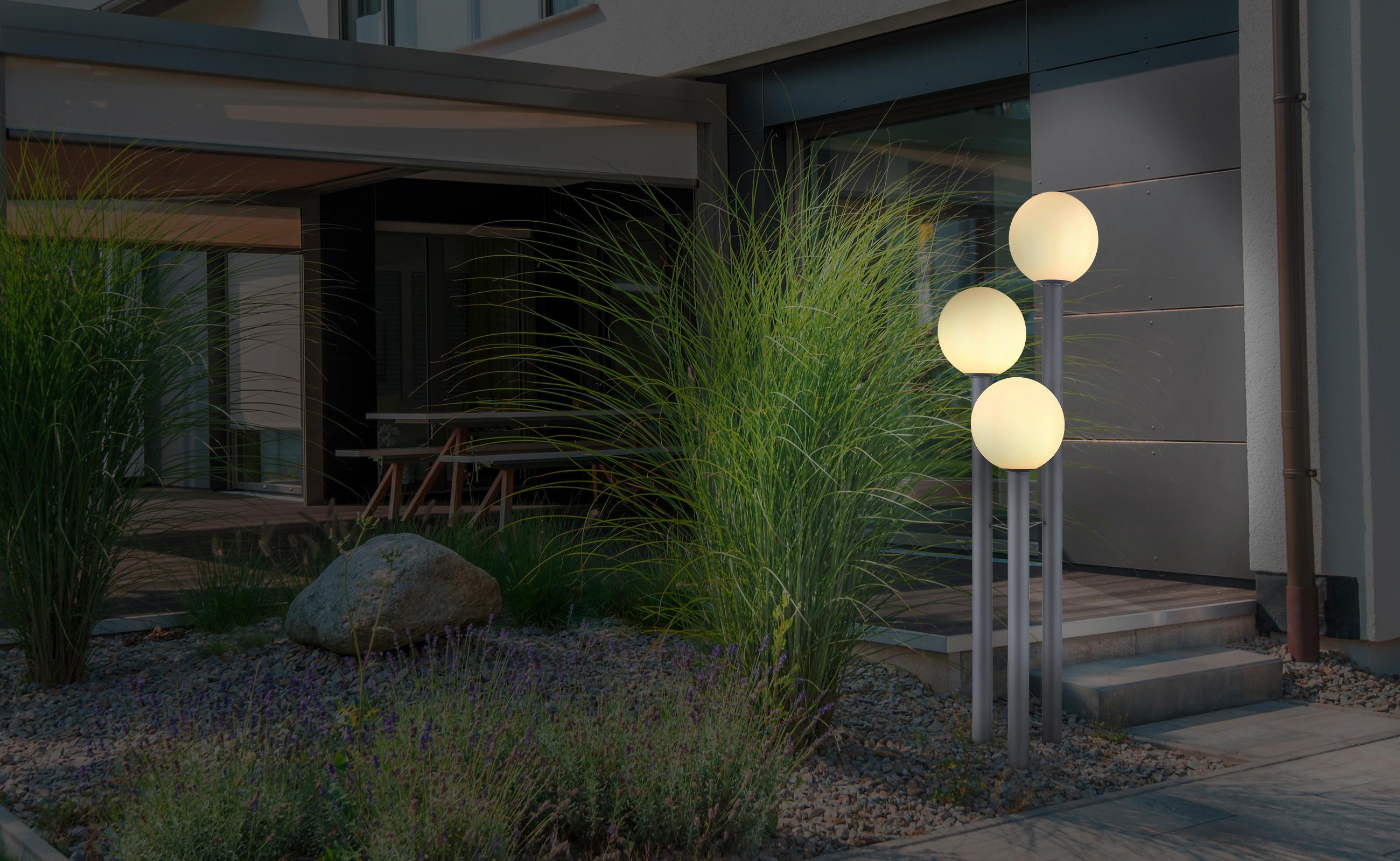 Außenleuchte Laura Opal/Anthrazit max. 15 Watt - Anthrazit/Opal, Basics, Glas/Metall (45/160cm) - Globo