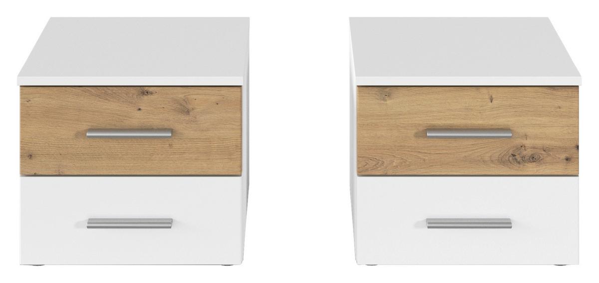 Set Noćnih Ormarića Foster - bijela/hrast Artisan, Konvencionalno, drvni materijal/plastika (40/36/40cm) - Modern Living