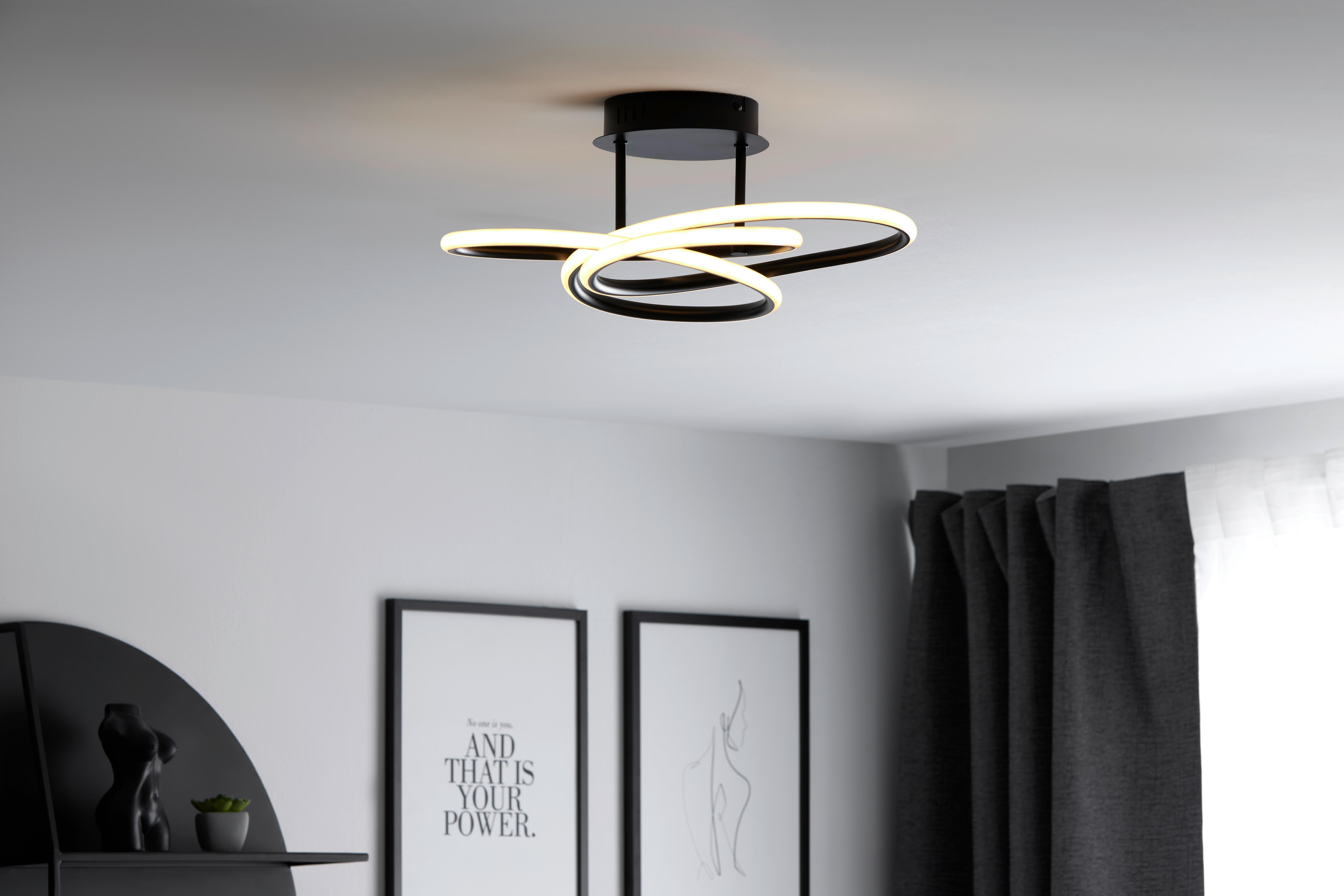 LED-Deckenleuchte Eri max. 24 Watt - Schwarz, ROMANTIK / LANDHAUS, Kunststoff/Metall (40/19cm) - Premium Living