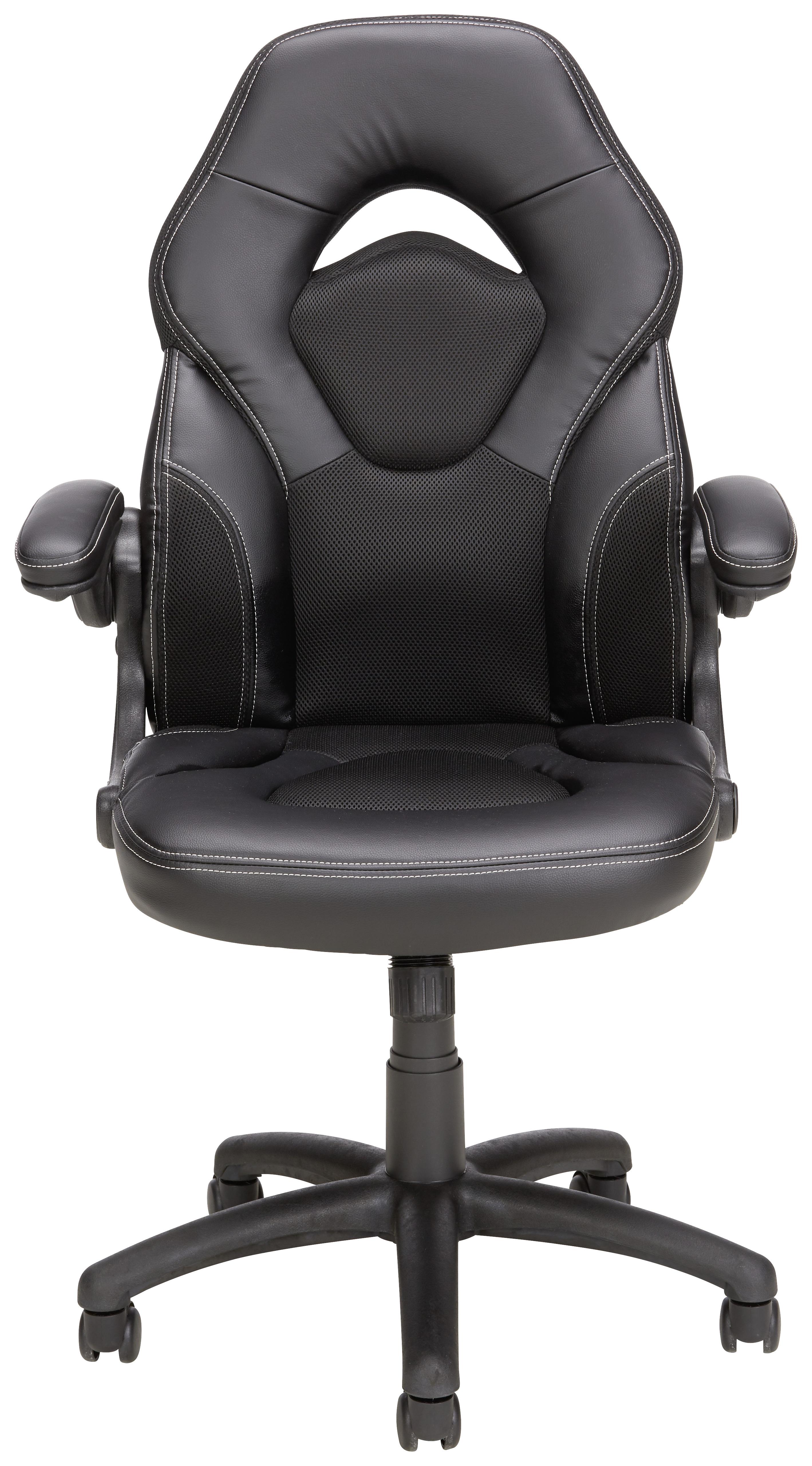 Pisarniški stol GINO, črna - črna/bela, Moderno, kovina/umetna masa (61/106-116/64cm) - Modern Living