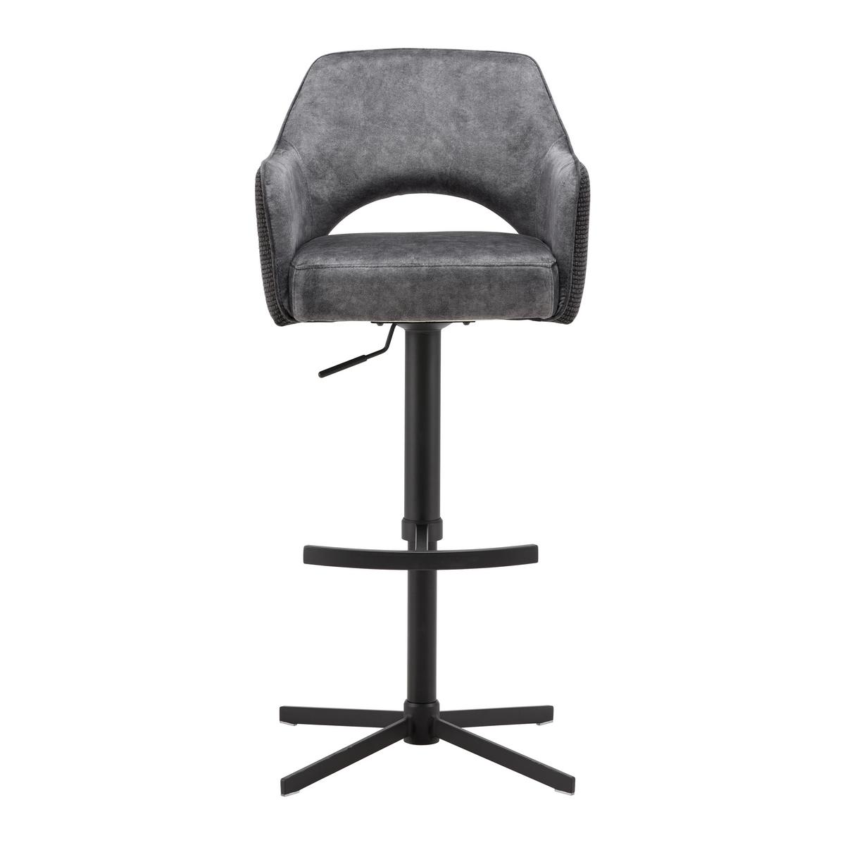 Barhocker Valletta Anthrazit/Schwarz - Anthrazit/Schwarz, KONVENTIONELL, Textil/Metall (57/92-119/52cm) - Premium Living