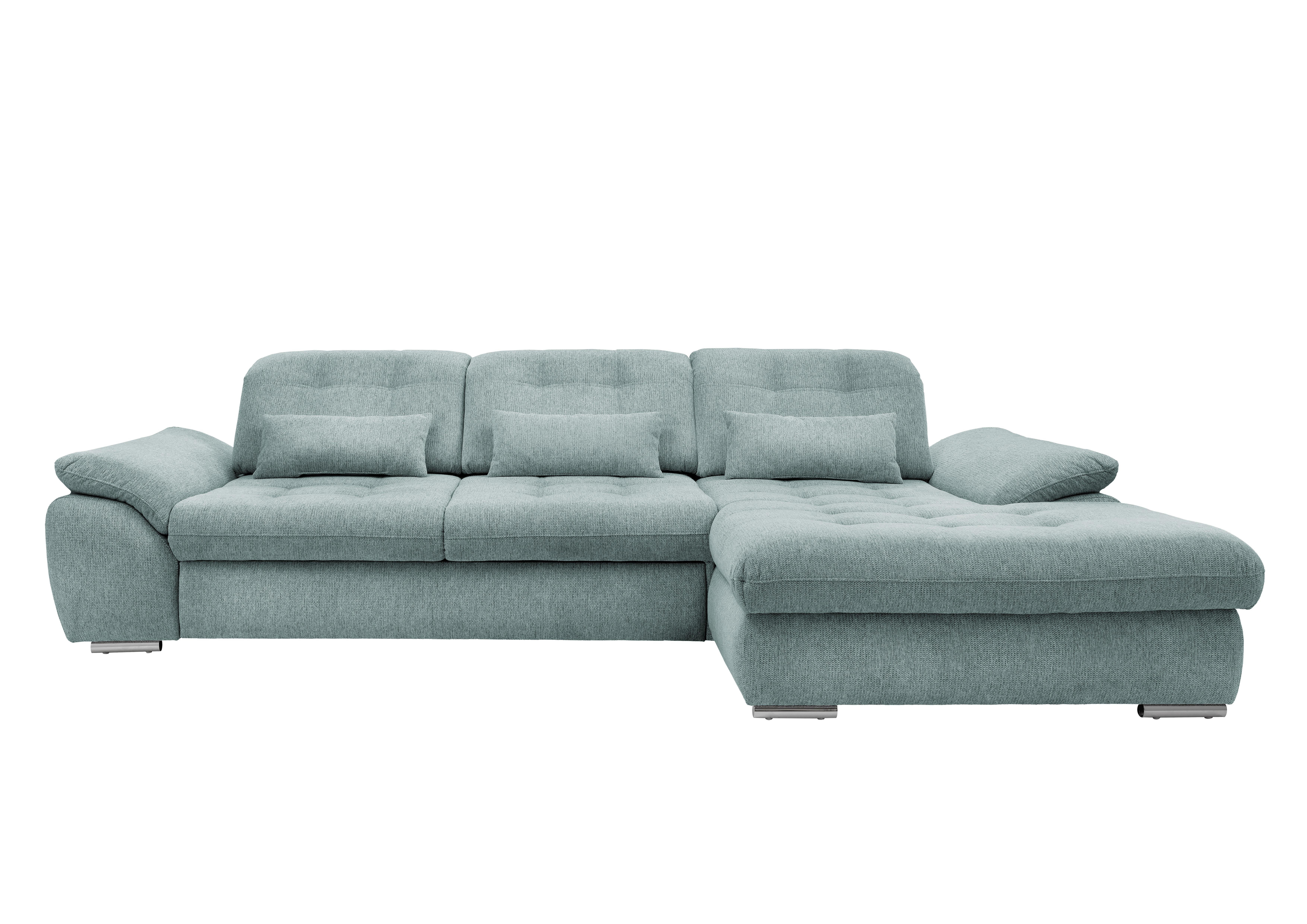 Ecksofa Rigatti mit Bettkasten ca. 314x184 cm Mint - Blau/Chromfarben, MODERN, Textil/Metall (314/184cm) - Livetastic