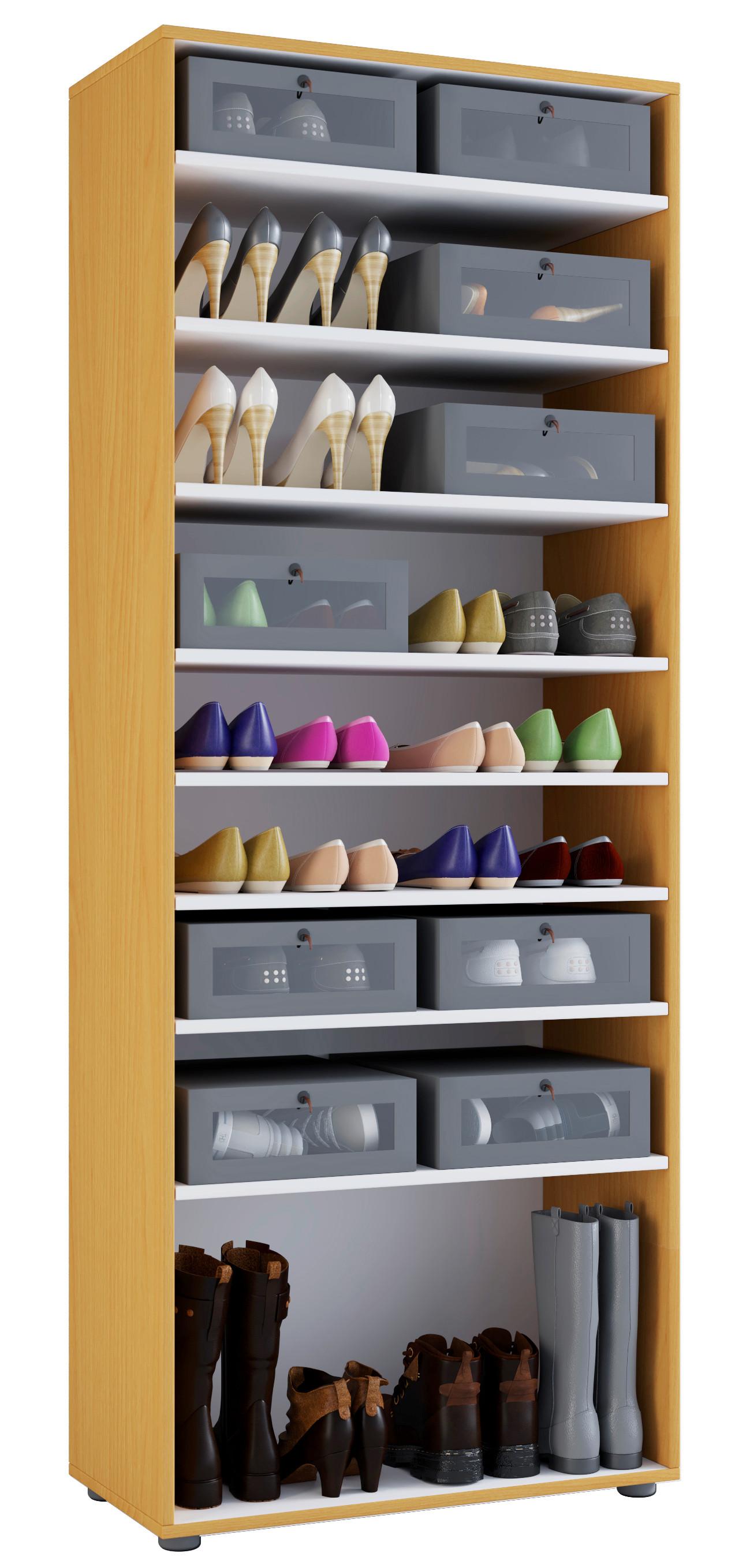 Schuhschrank Vandol I 9 Ot - Buchefarben, Design, Holzwerkstoff (71/180/37cm) - MID.YOU