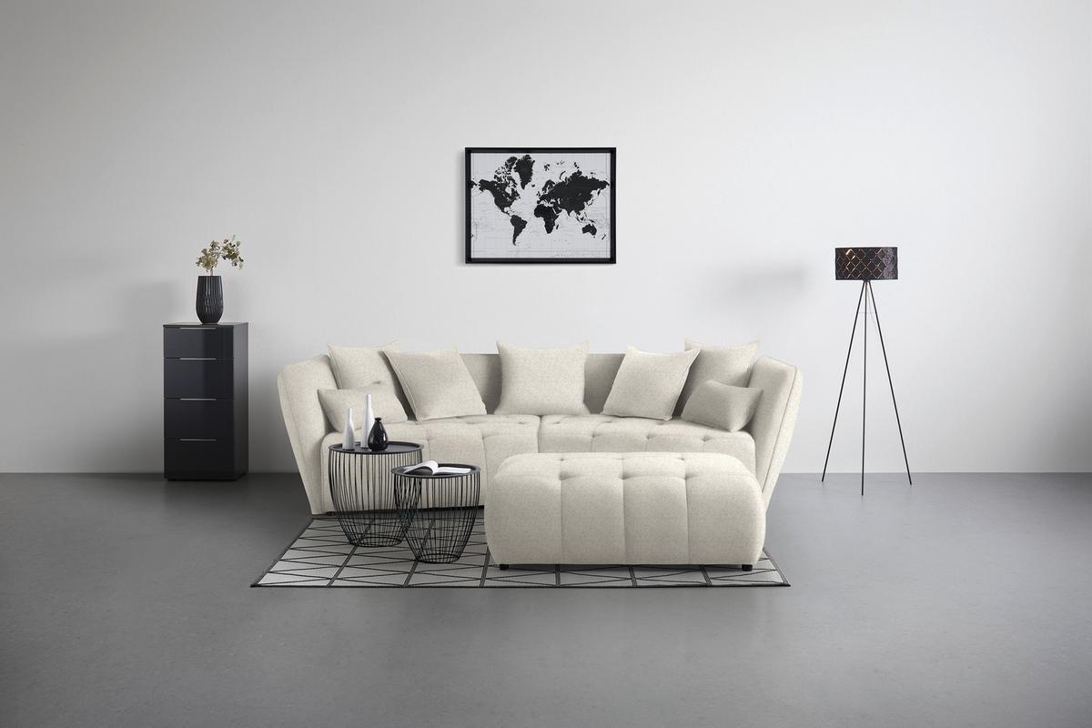 Tabure Sofi - bež/crna, Moderno, tekstil (128/48/70cm) - Premium Living