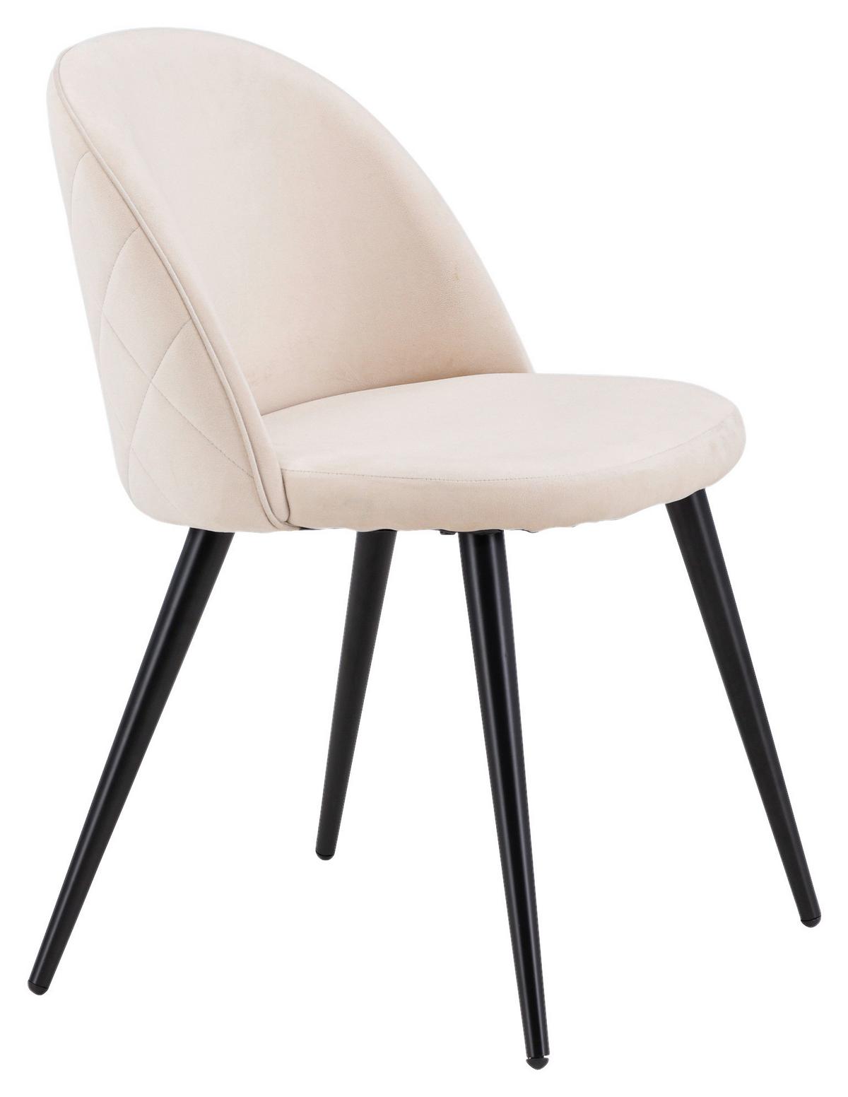 STUHL-SET VELVET - Beige/Schwarz, Design, Textil/Metall (50/76,5/57cm) - Livetastic